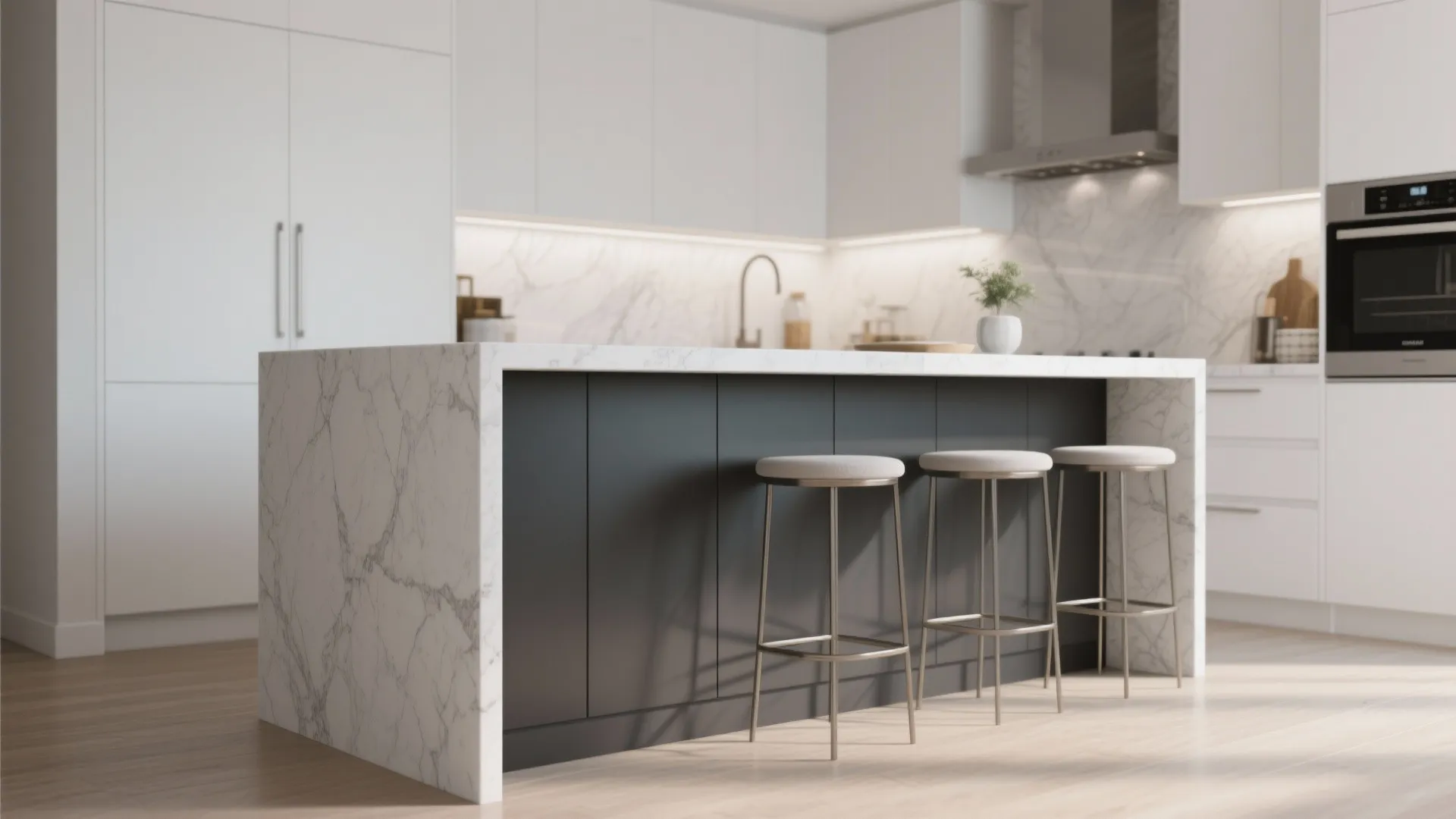 2. Make the island a focal point with two-tone finishes