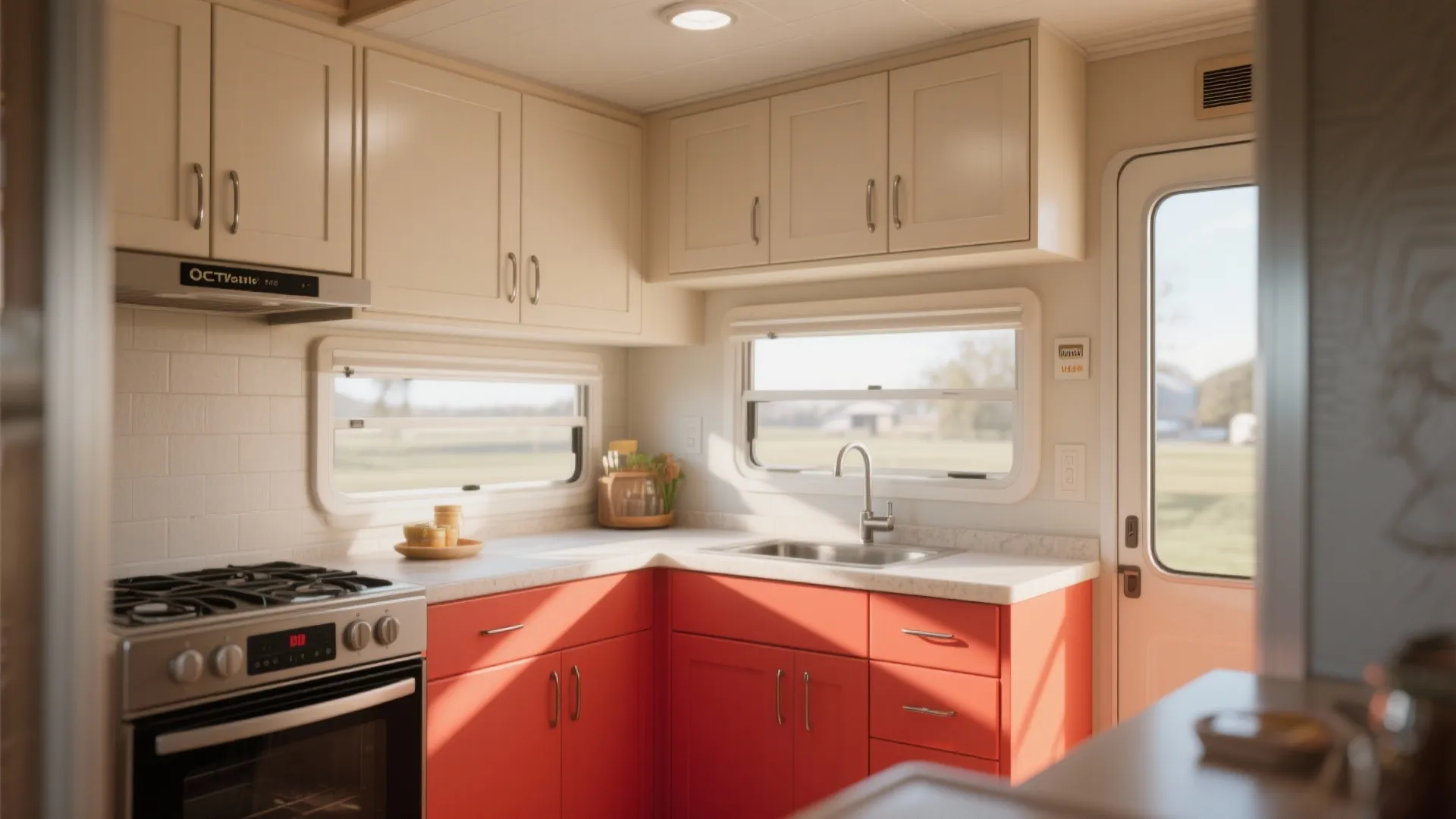 2. Two-tone—calm above, lively below