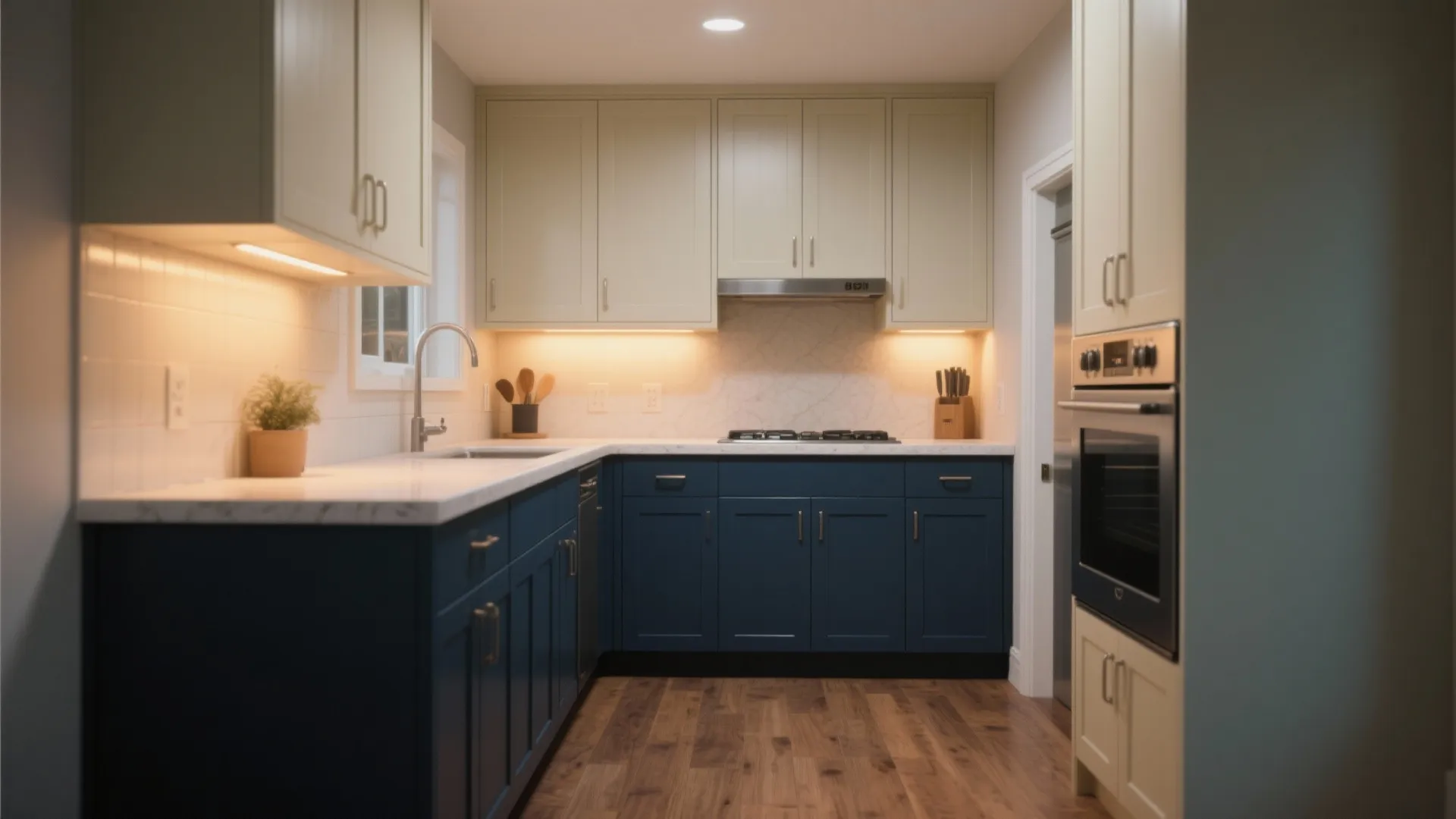 5. Two-Tone Finishes to Visually Expand Small Spaces