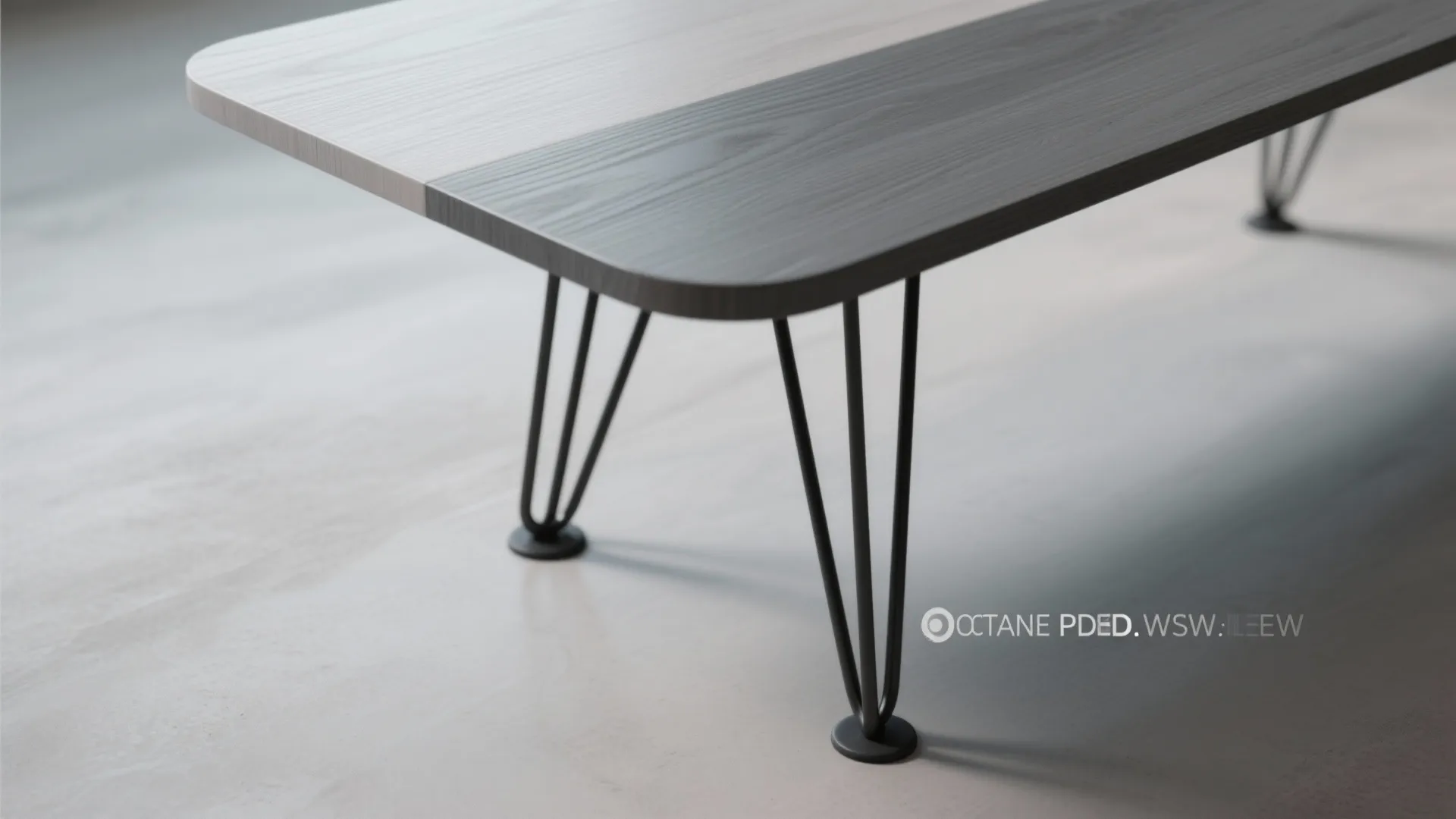 3. Two-tone grey wood table with metal legs