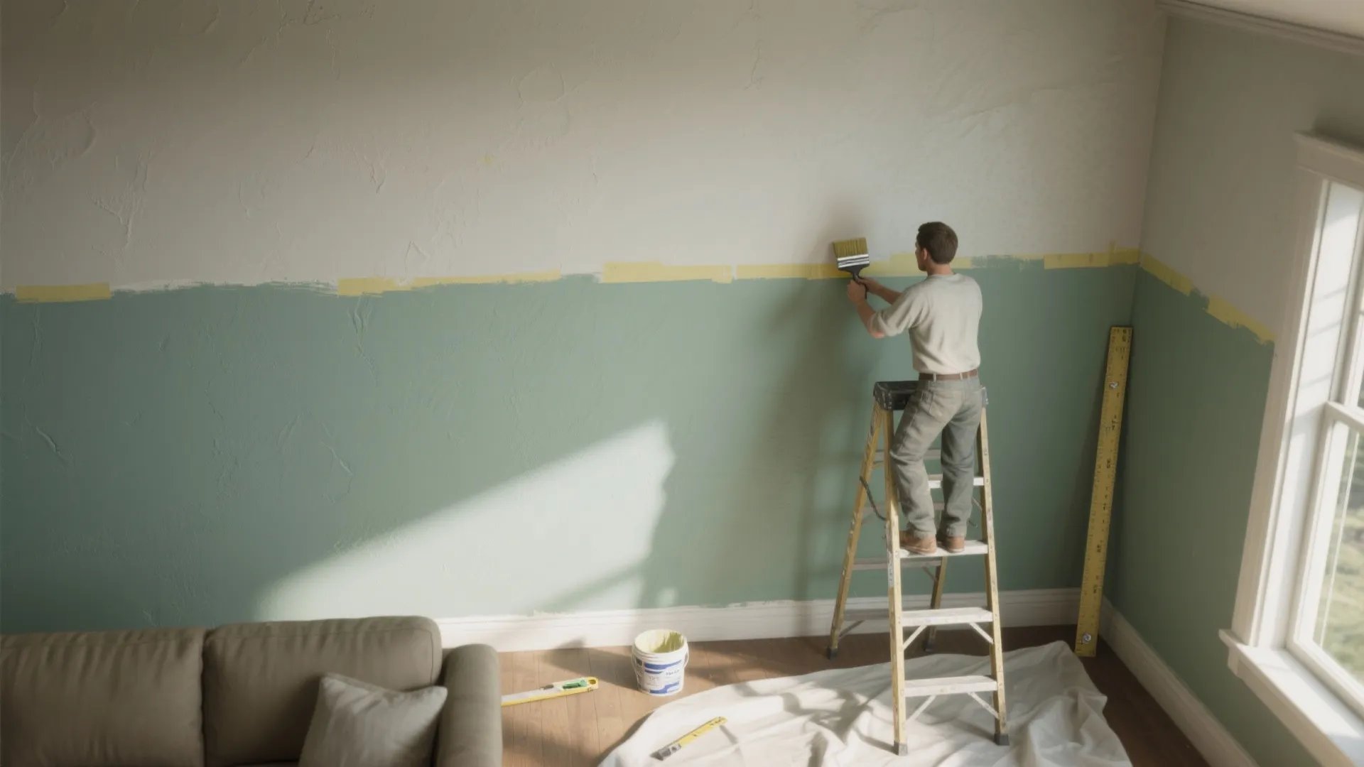 2. Two-tone walls to visually lift low ceilings