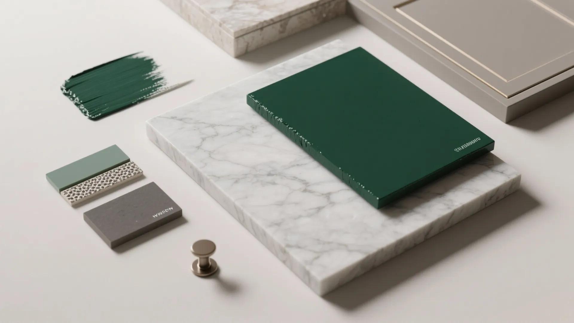 2. Two-Tone Vanity: Deep Green Base + Marble Top