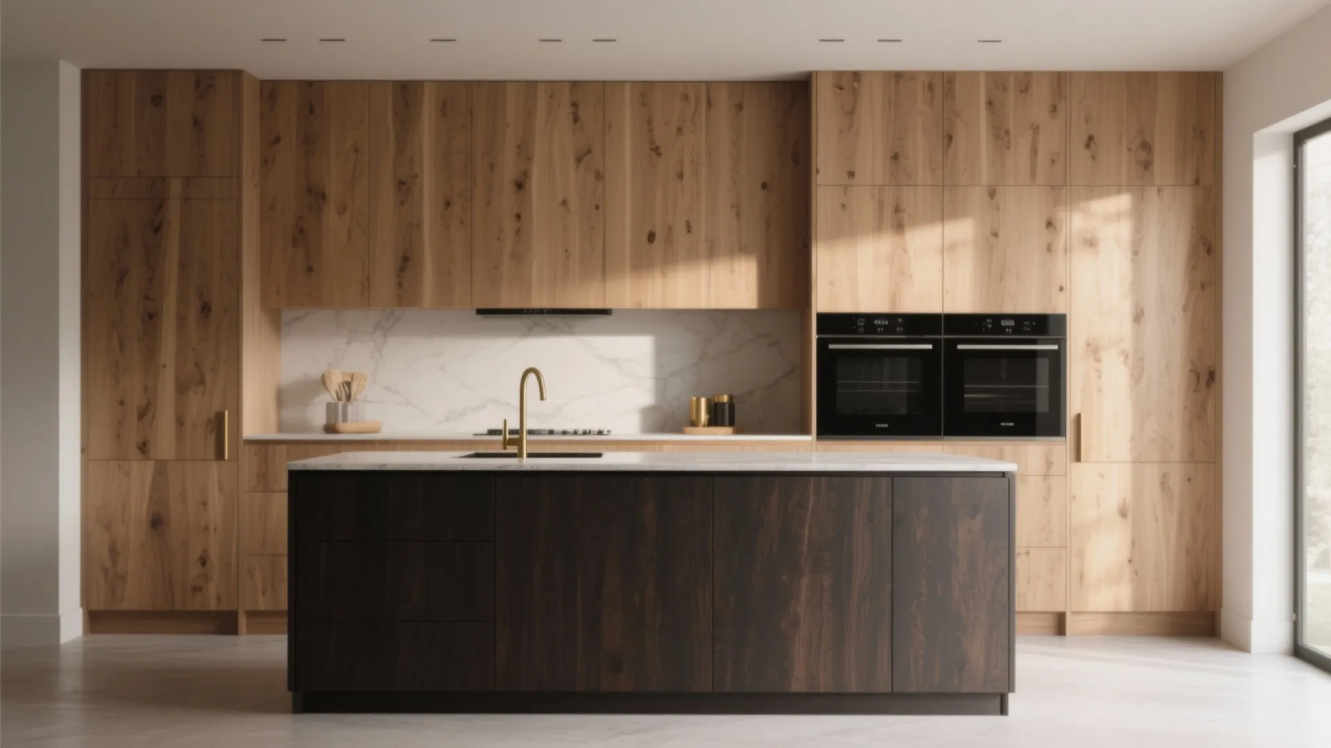 2. Two-Tone Oak: Light Upper, Dark Base