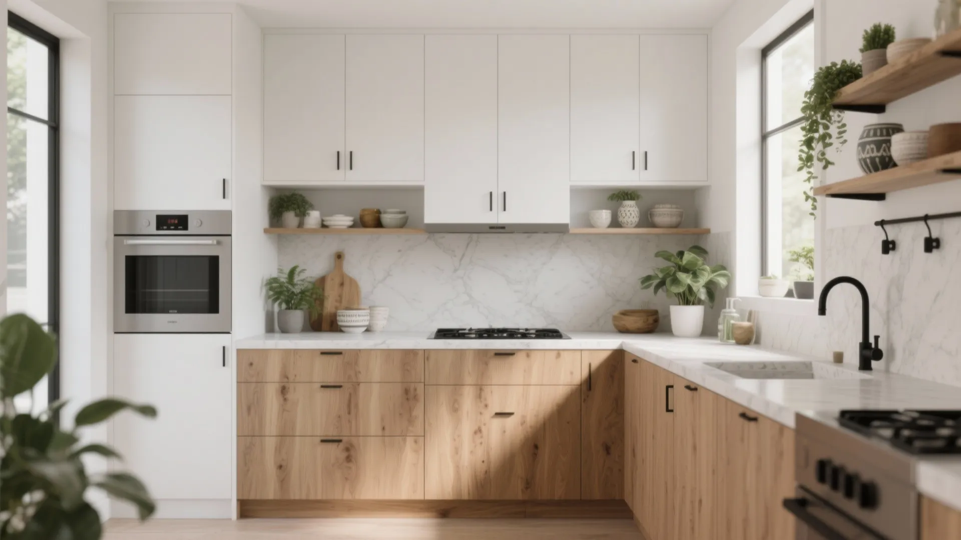 2. Two-tone white oak base, painted upper