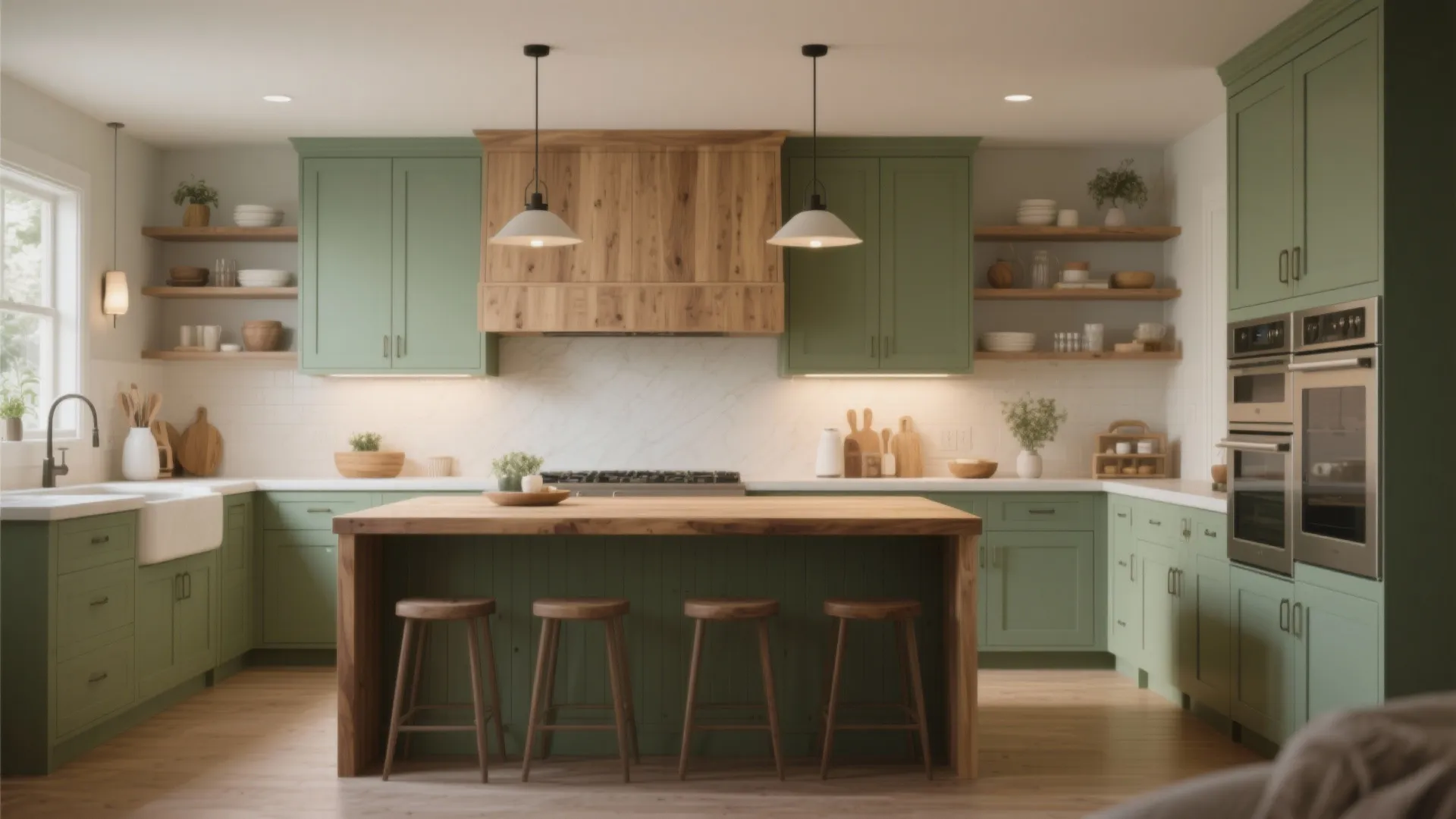 3. Two-Tone Cabinets: Oak Upper, Painted Lower