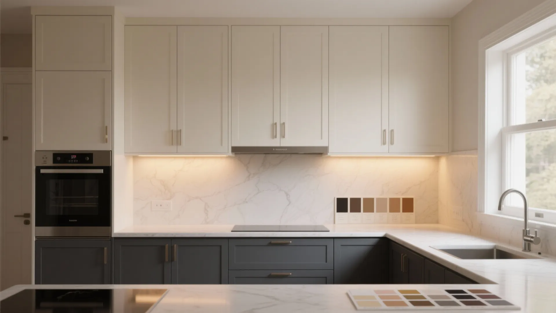 3. Two-tone scheme: off-white uppers, darker lowers