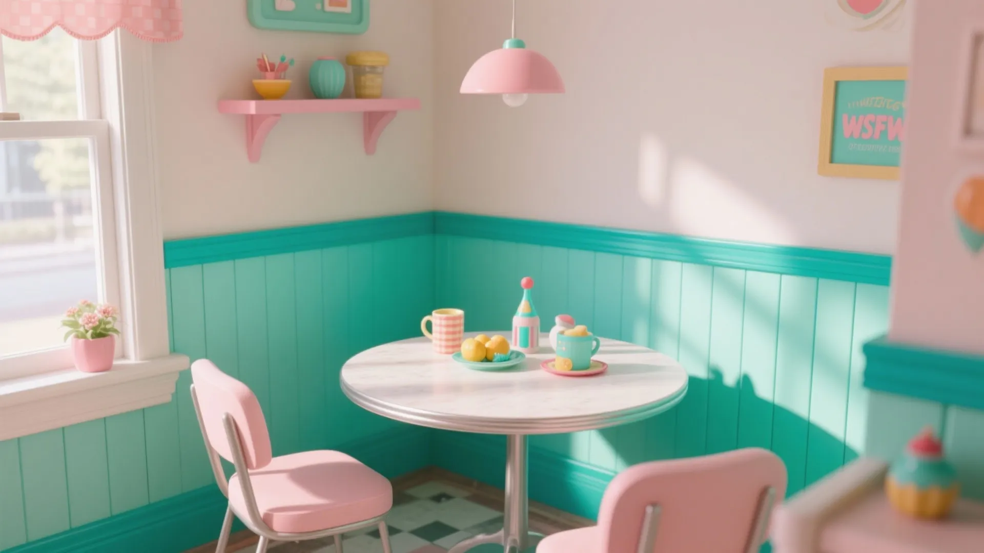 5. Two-Tone Pastel for a Playful Retro Touch