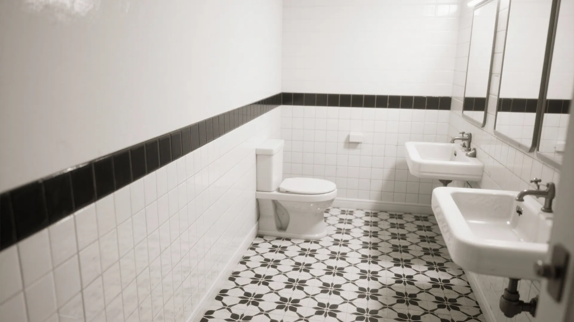 5. Two-Tone Subway with Patterned Floor