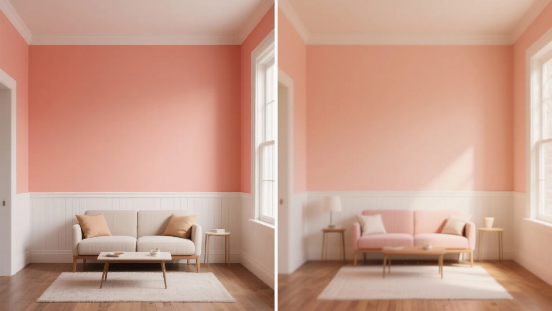 5. Two-tone Peach with Trim or Wainscoting