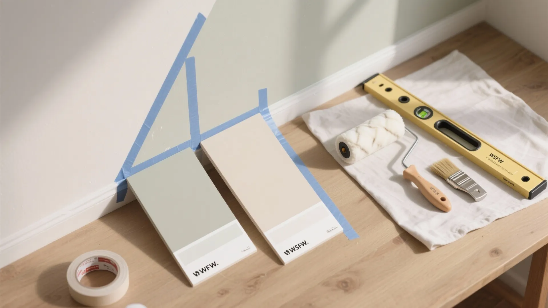 Minimal geometric lines with two-tone paint