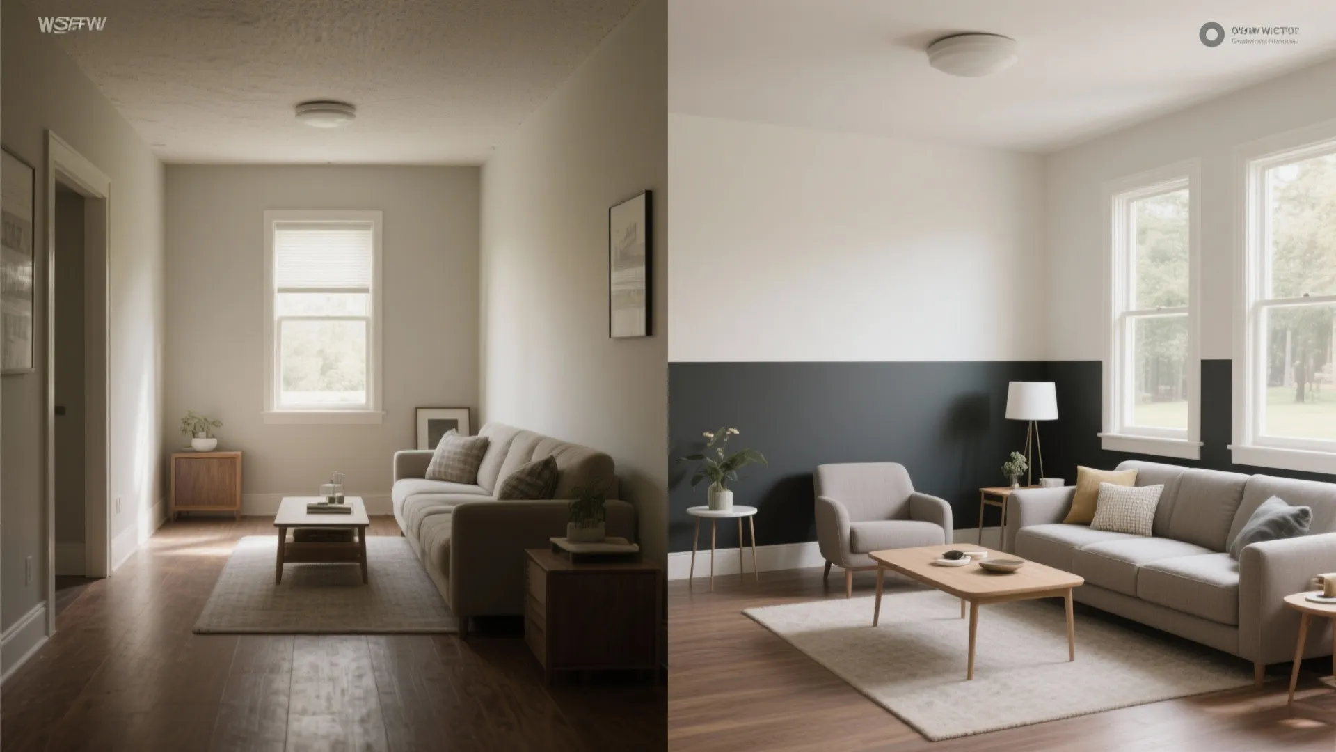 2. Use two-tone walls to create depth without clutter