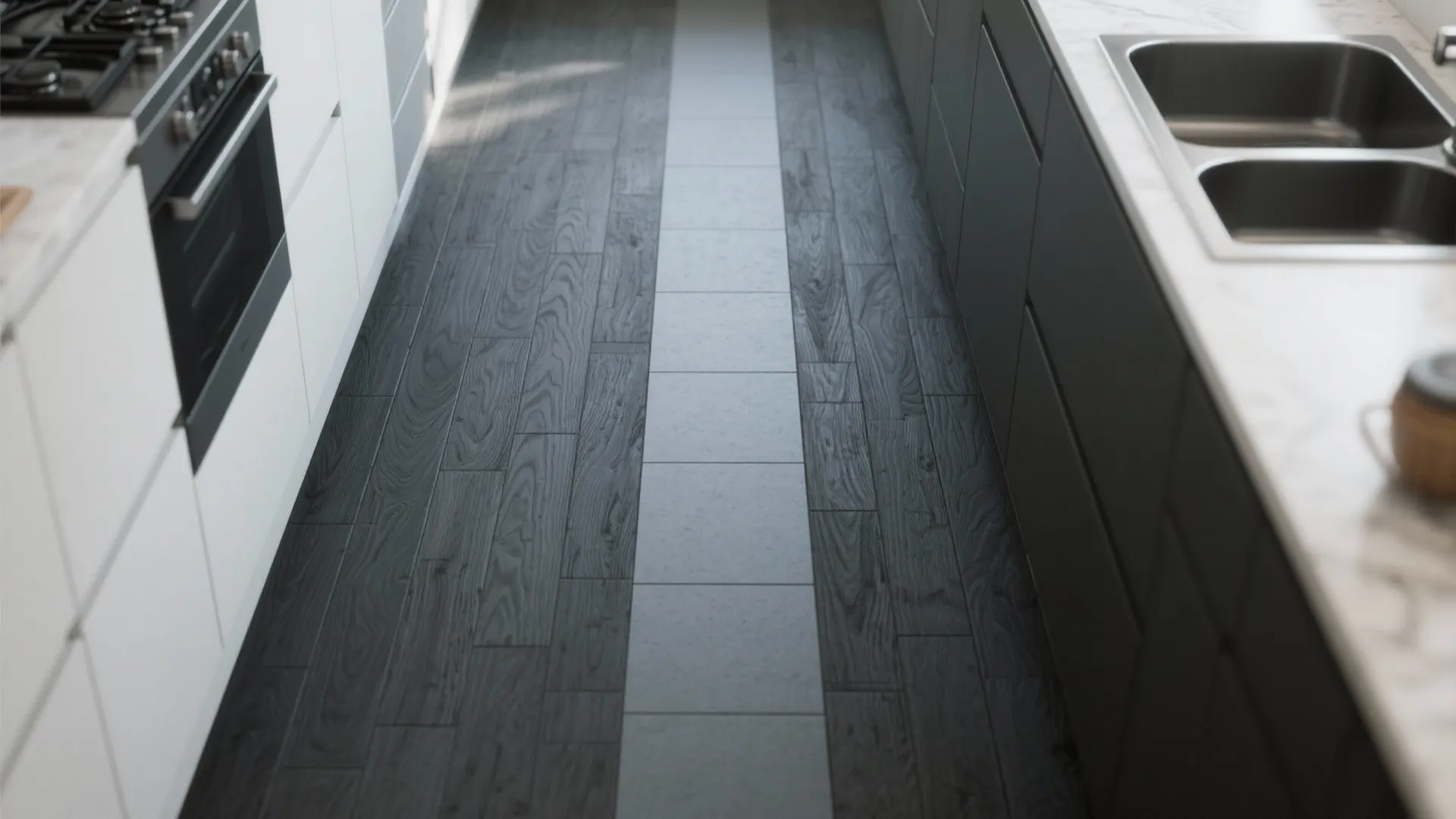 5. Two-Tone Gray Transition with Inset Runner