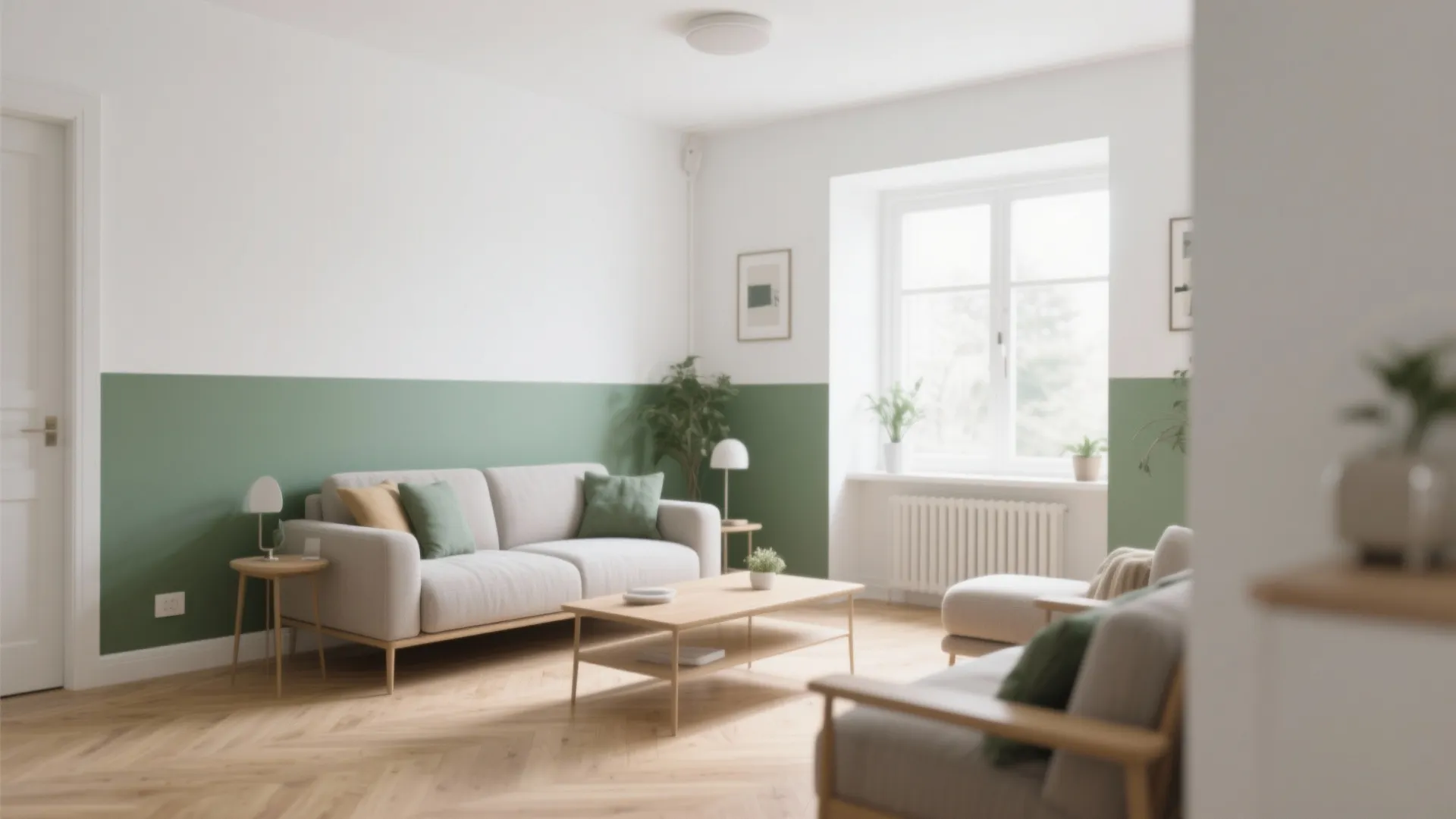 8. Two-Tone Walls with Sage and White