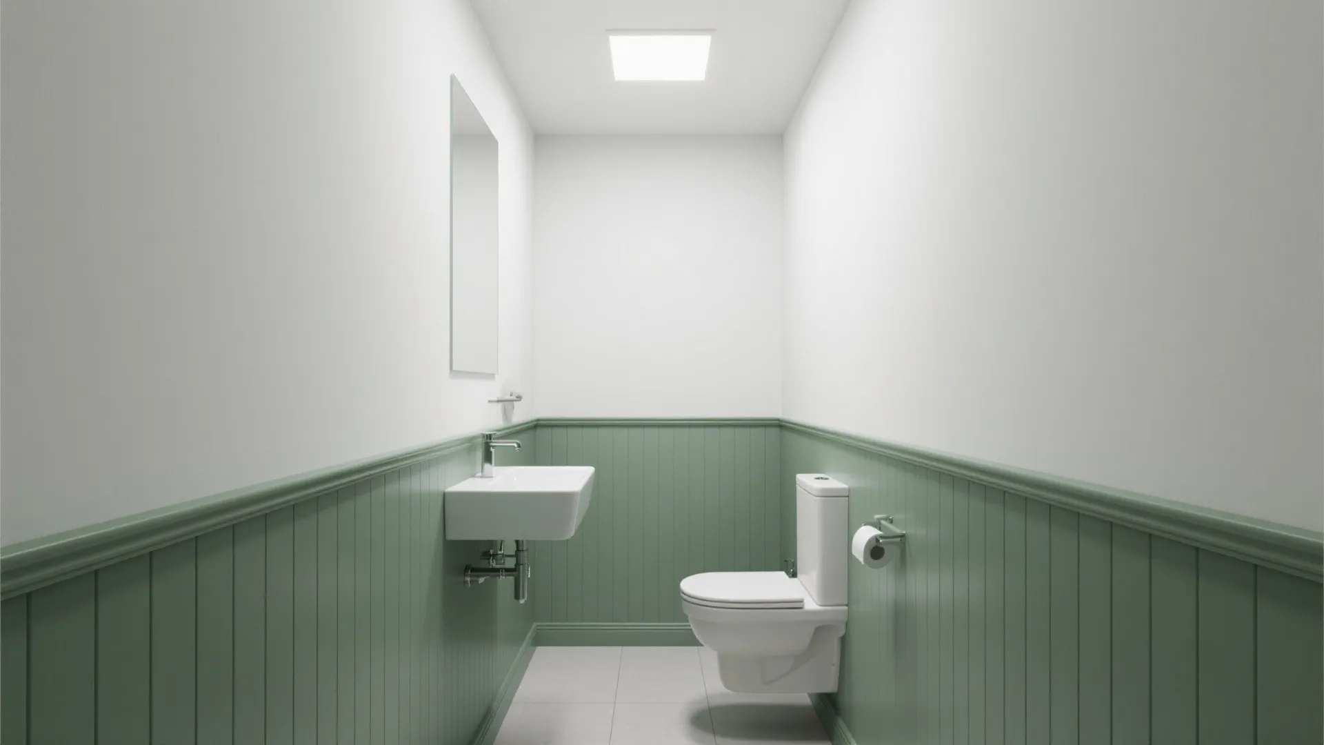 3. Two-Tone: Sage Lower, Crisp White Upper