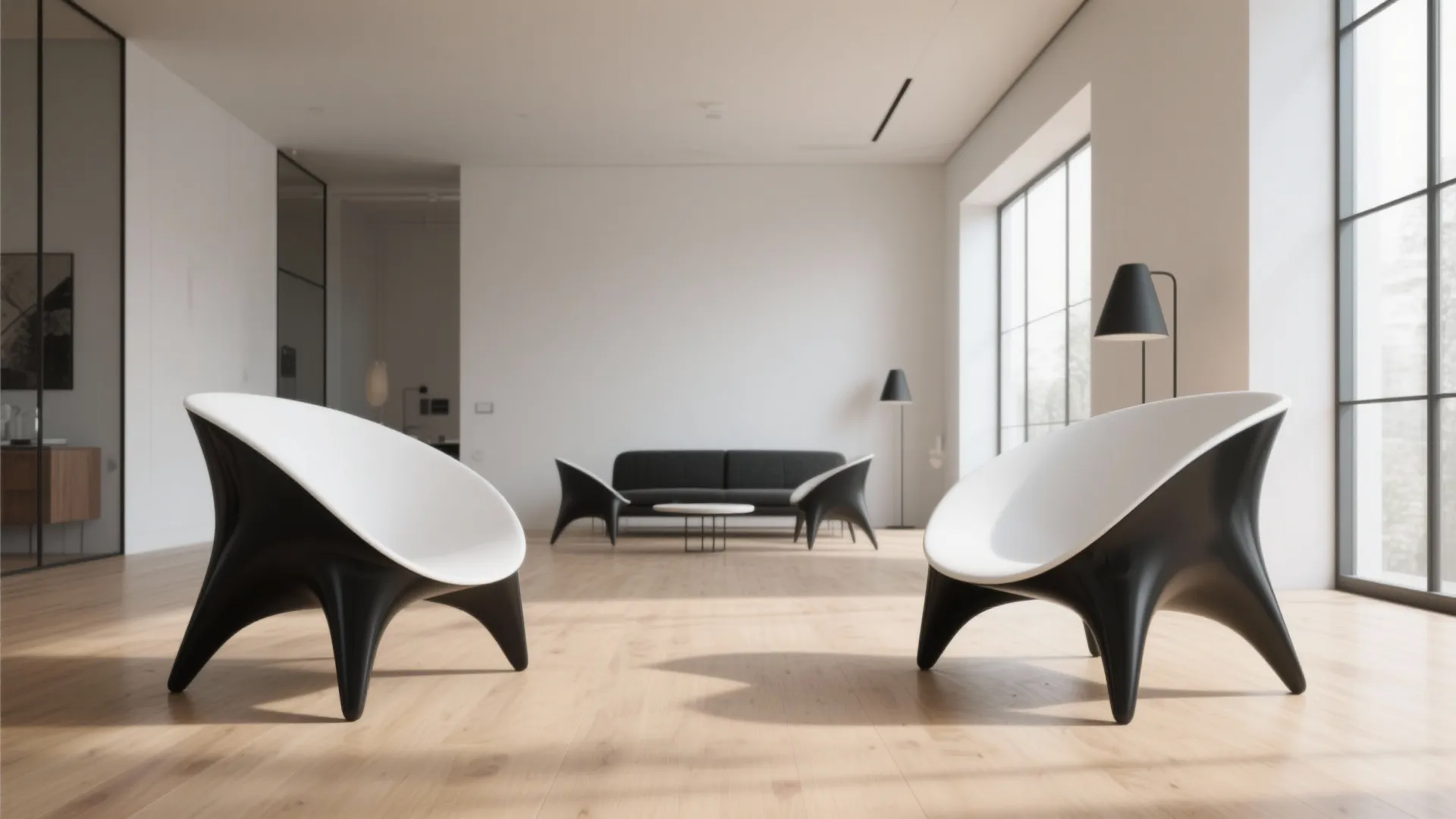3. Two-Tone Sculptural Chairs