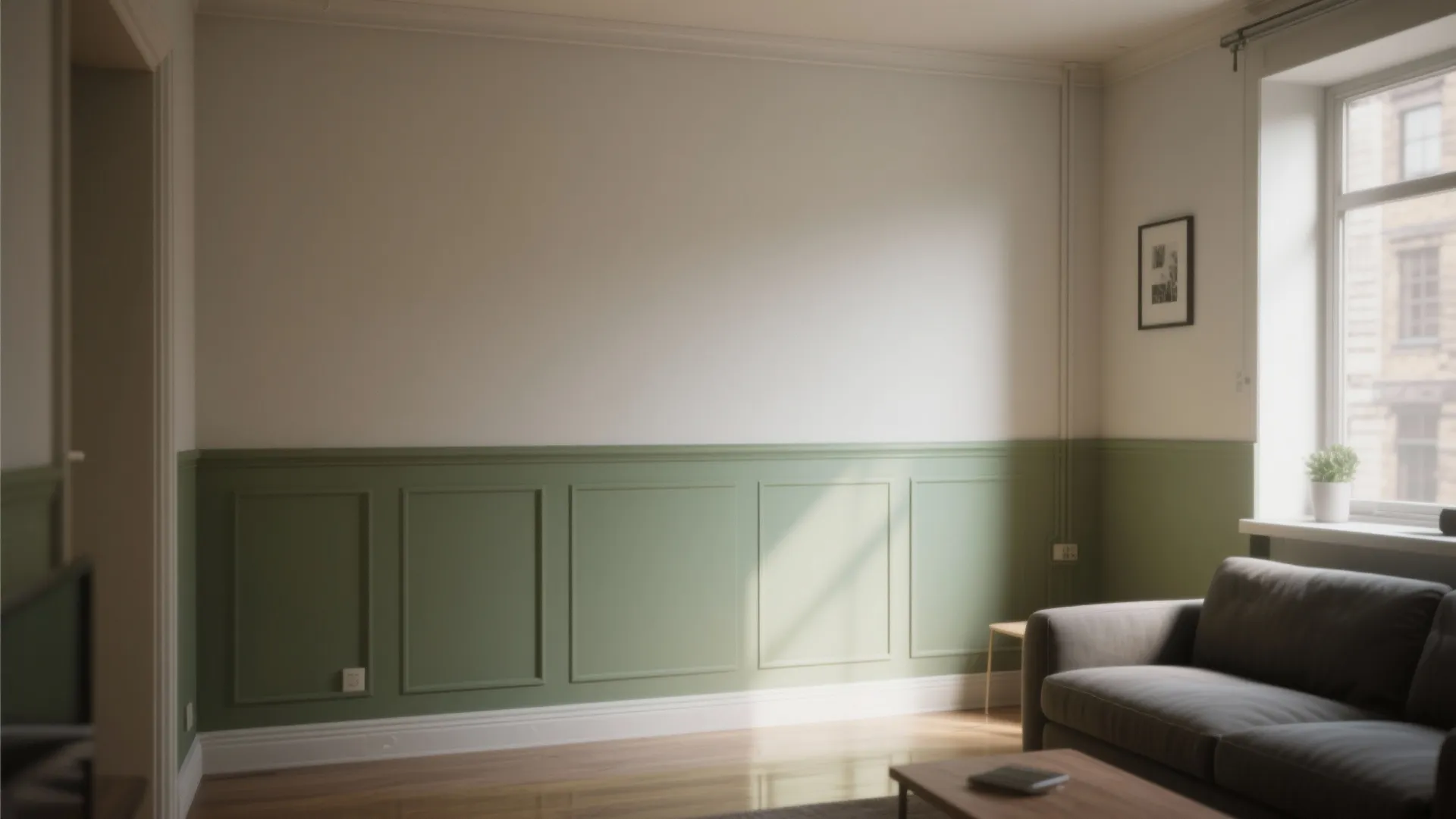 5. Two-tone walls: matte above, semi gloss below