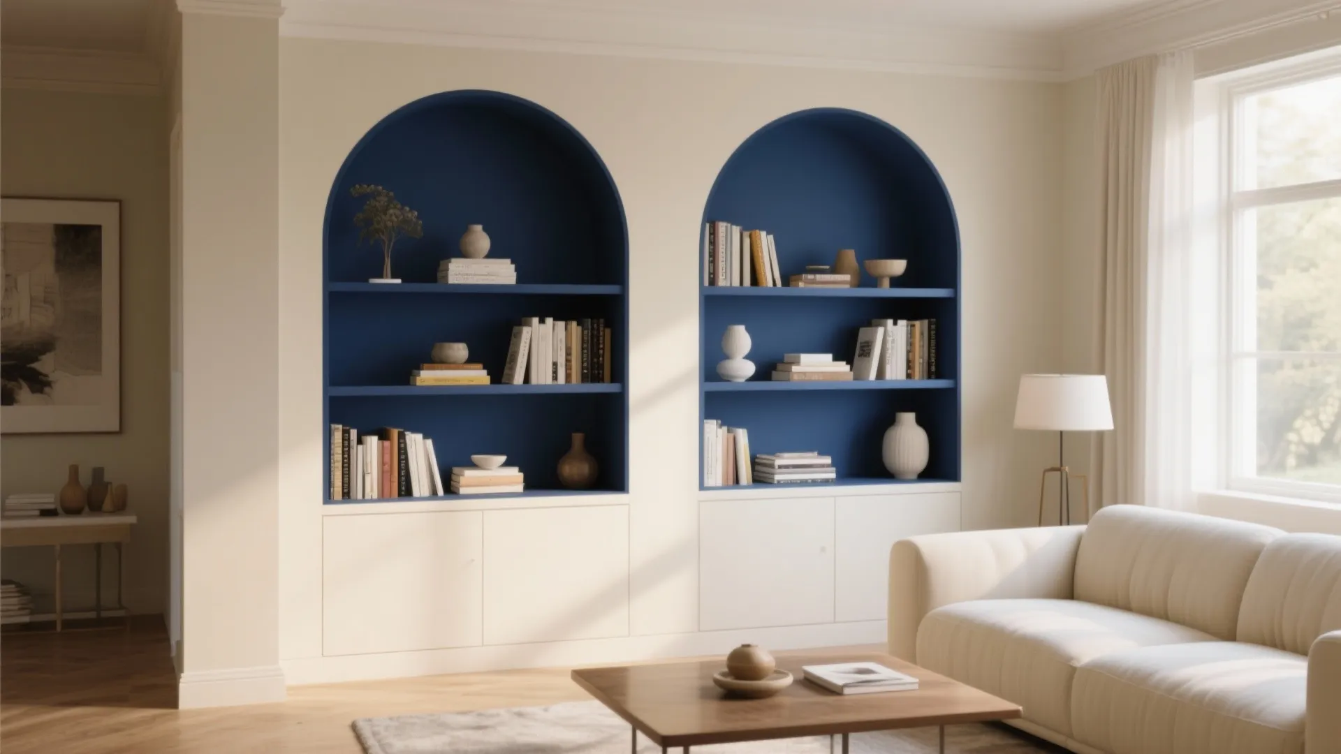 4. Built-In Shelving in Two-Tone Paint