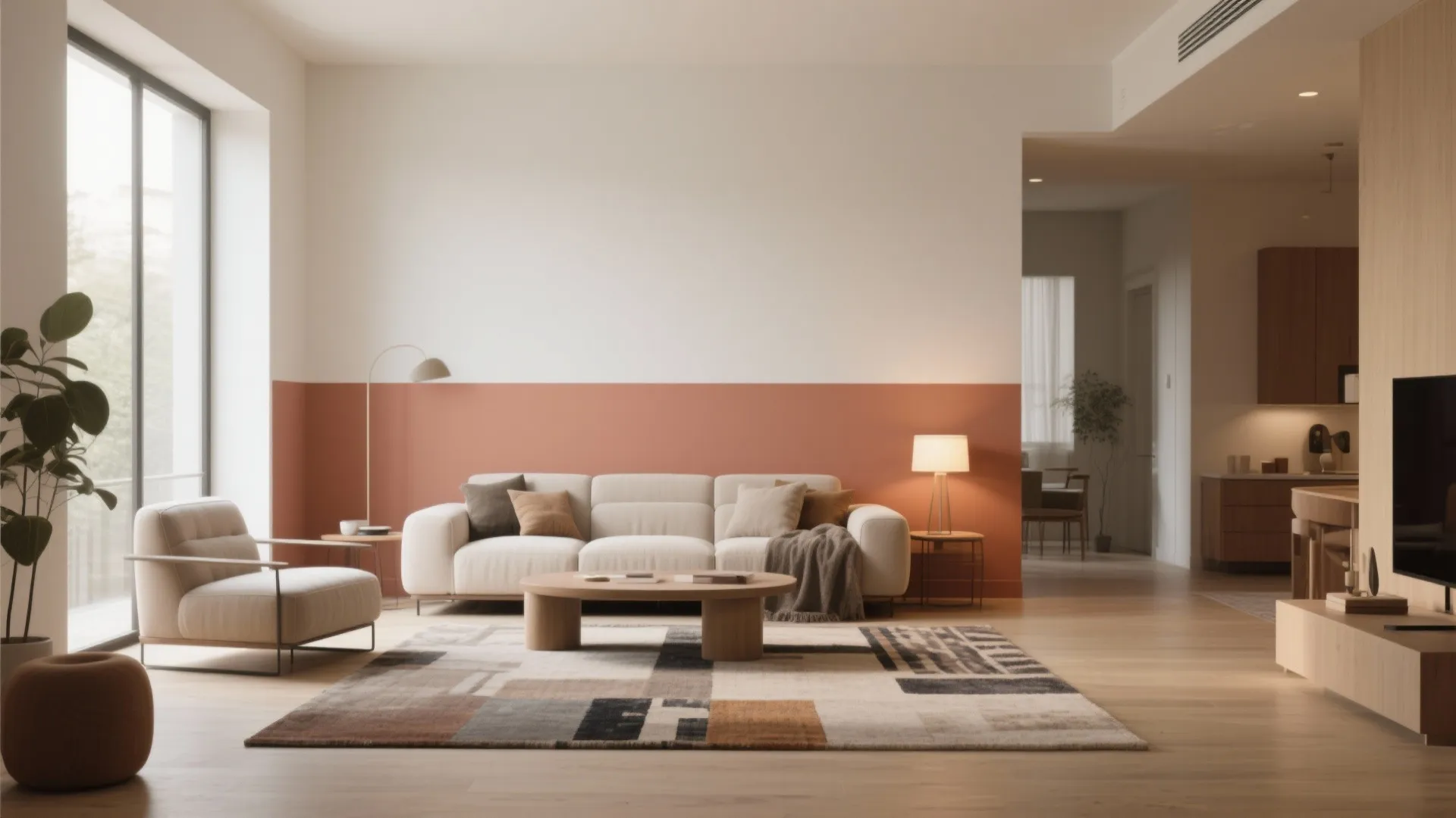 4. Two-tone split wall for zoning