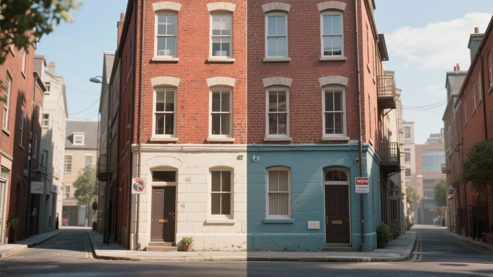 3. Two-Tone Facade: Painted Brick + Natural Sections