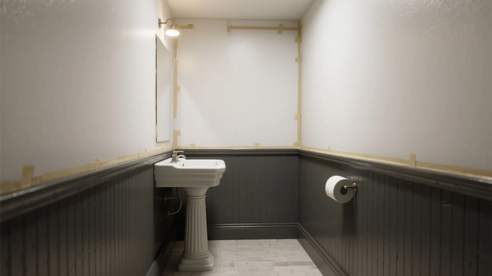 3. Two-tone split (chair rail or mid-wall)