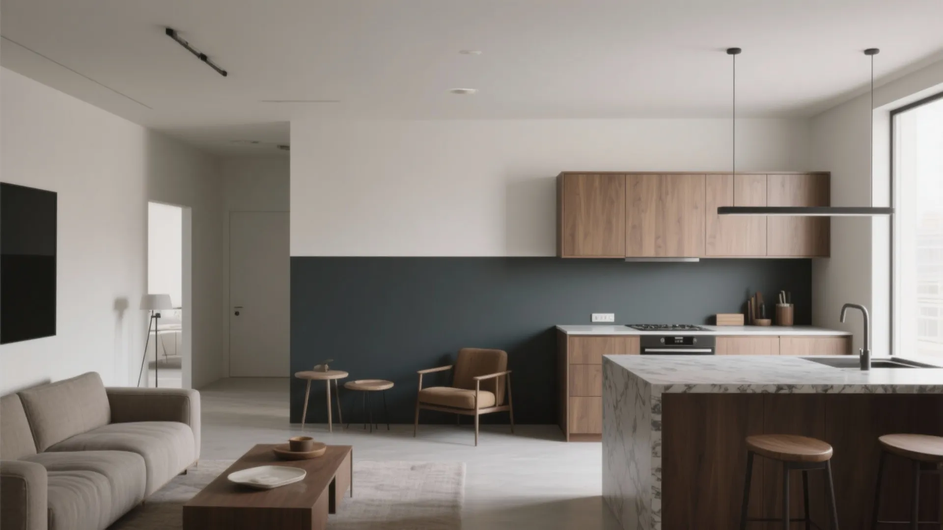 3. Two-tone splits to define zones and flow