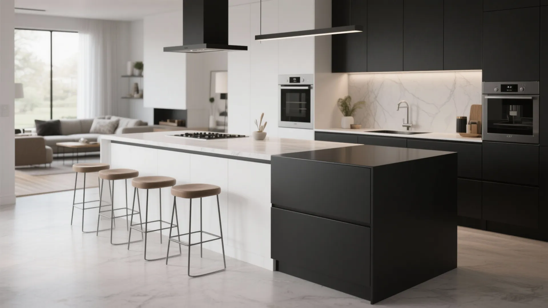 2. Two-Tone Split: Half Black, Half White Island