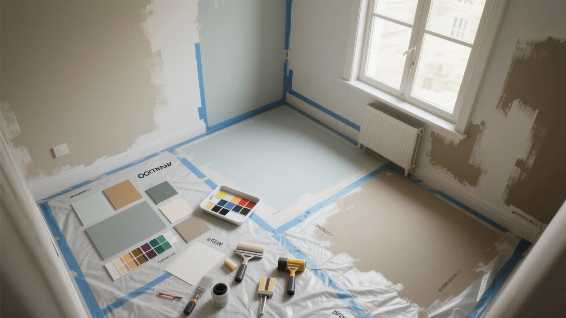 3. Two-tone timing: paint in stages while waiting to recoat