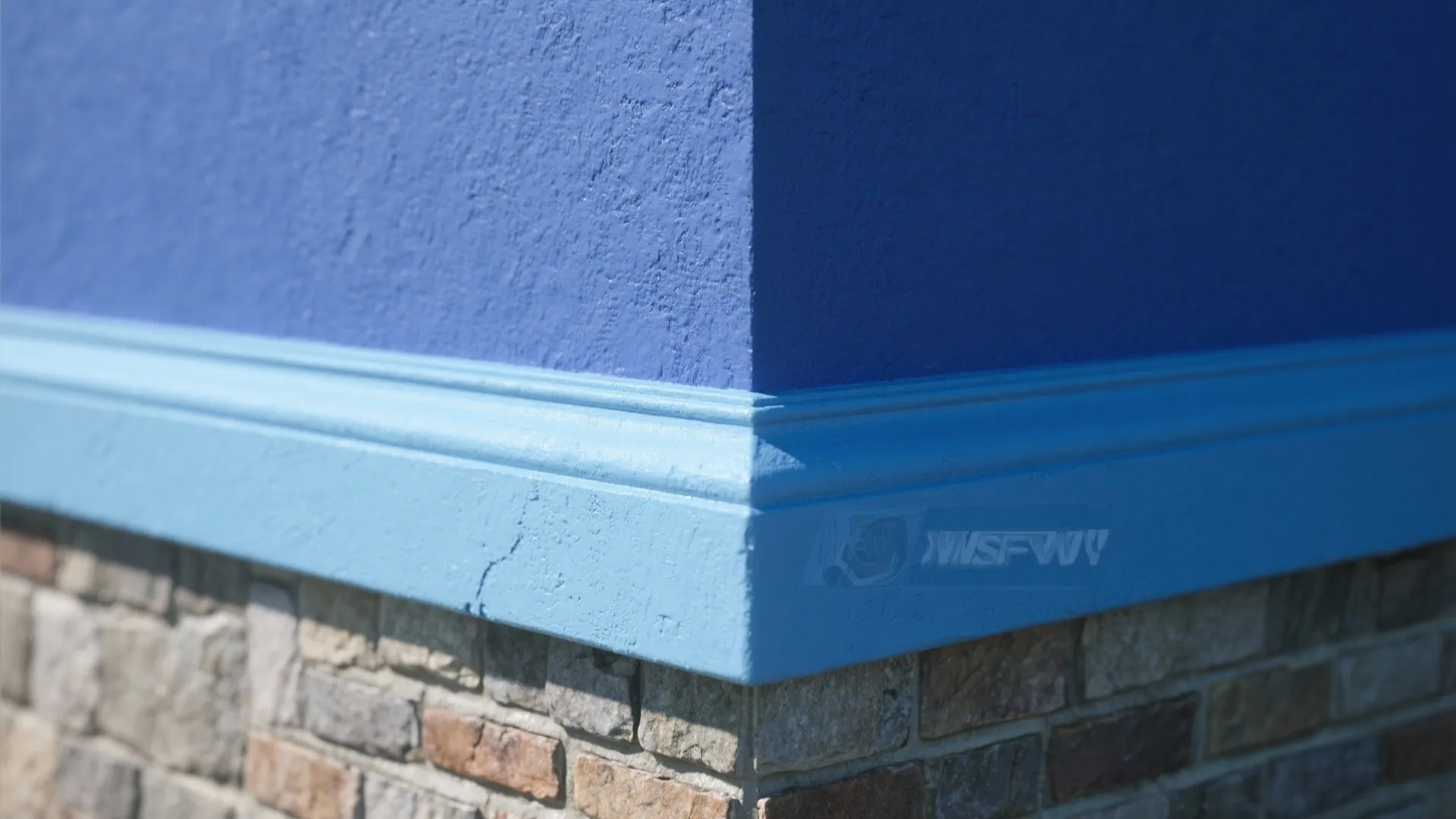 4. Two-Tone Blue with Stone or Brick Base