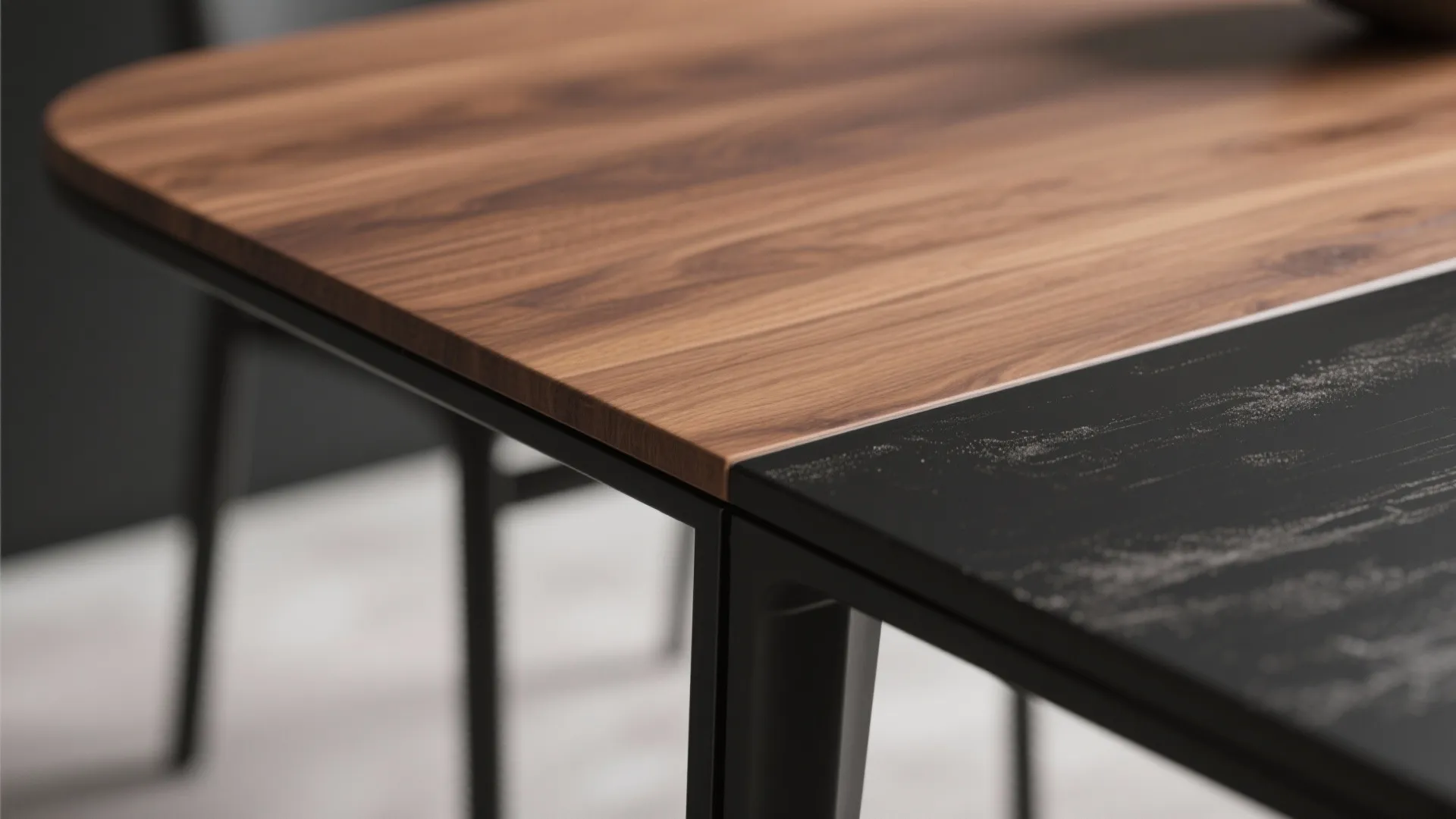 1. Two-tone tabletop with slim black legs