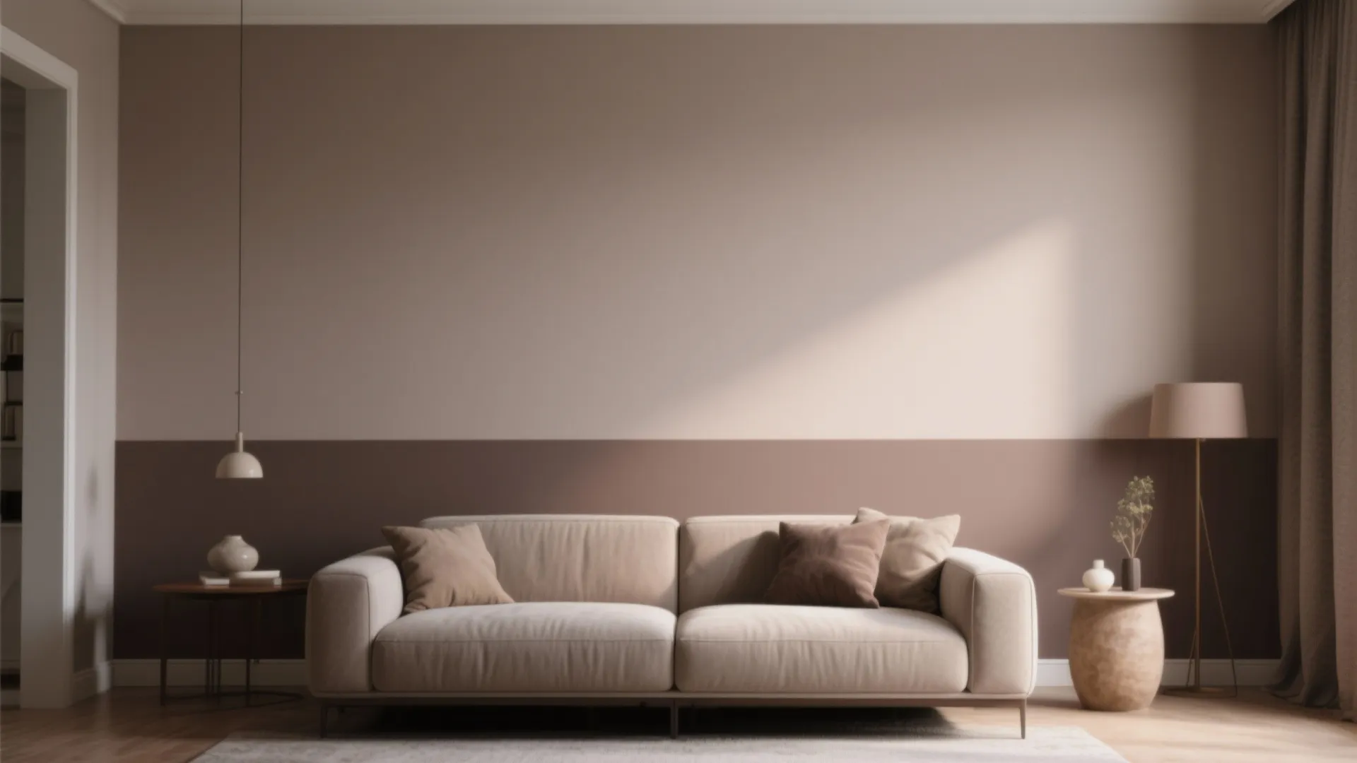 3. Two-Tone Taupe Walls for Depth