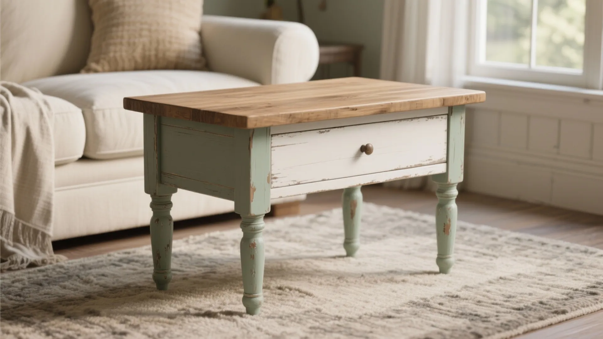 2. Two-Tone Painted Base with Natural Top