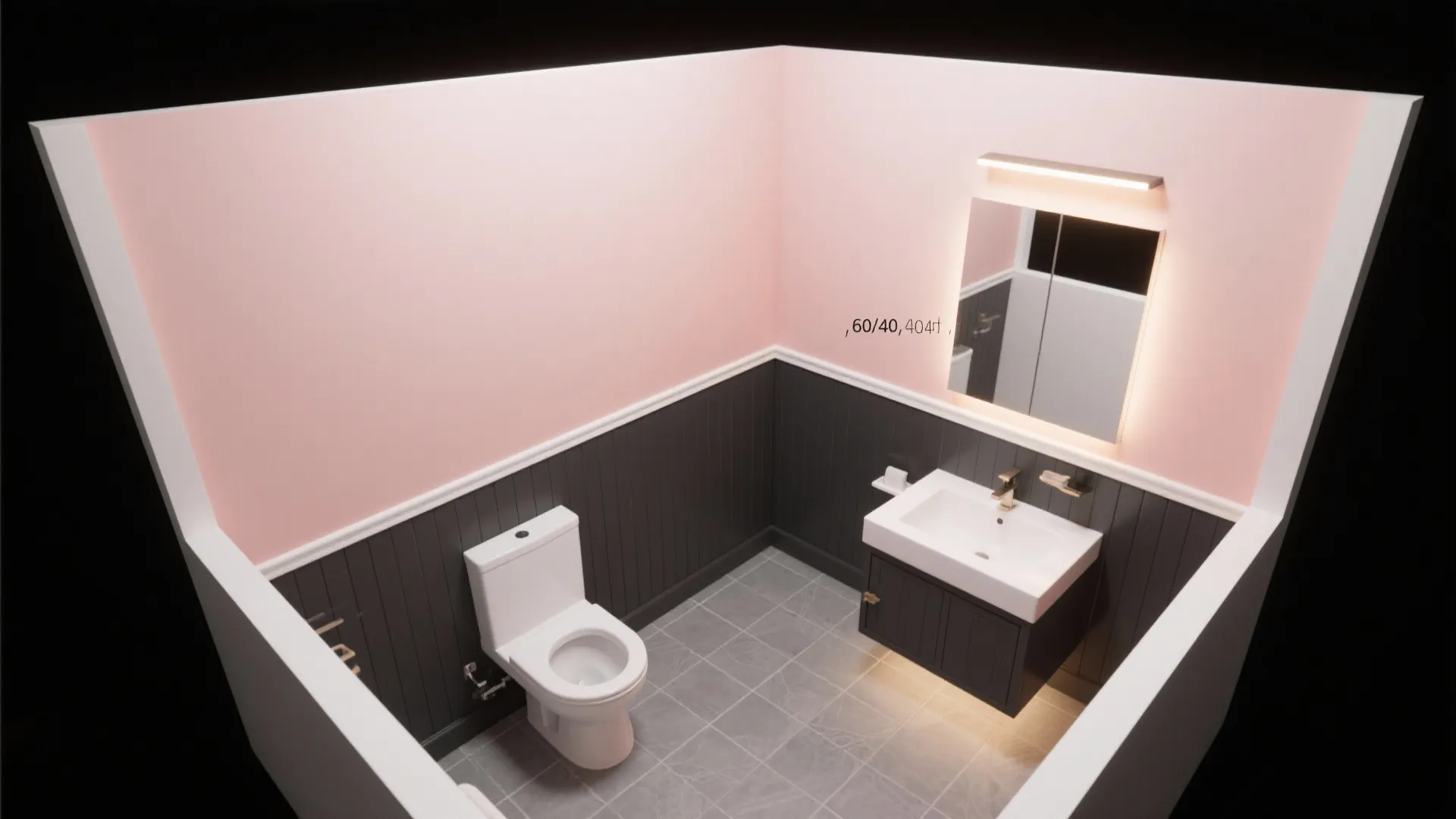 Two-Tone Scheme: Pink + Charcoal or Pink + White