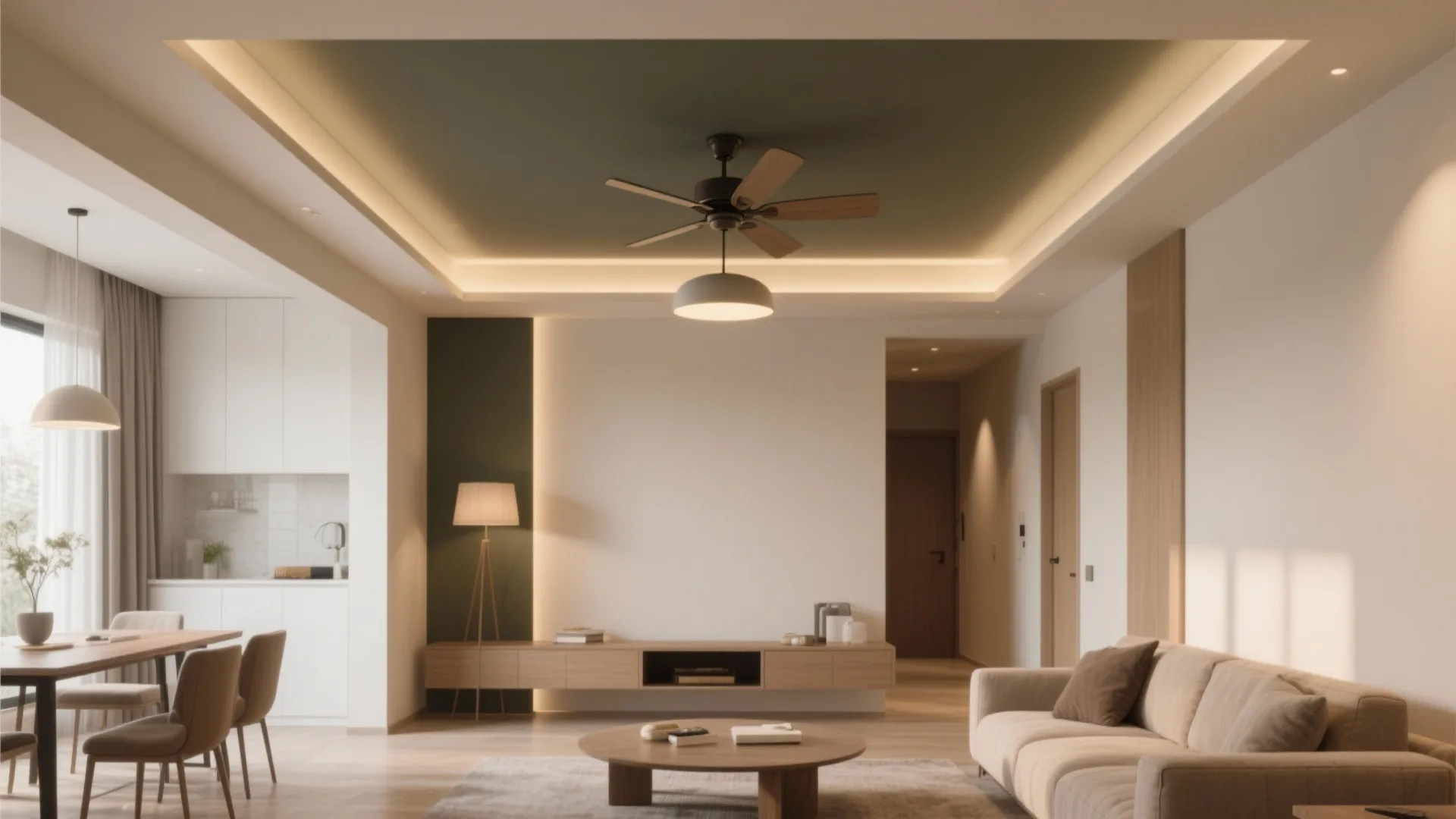 Two-Tone Tray Ceiling to Define Zones
