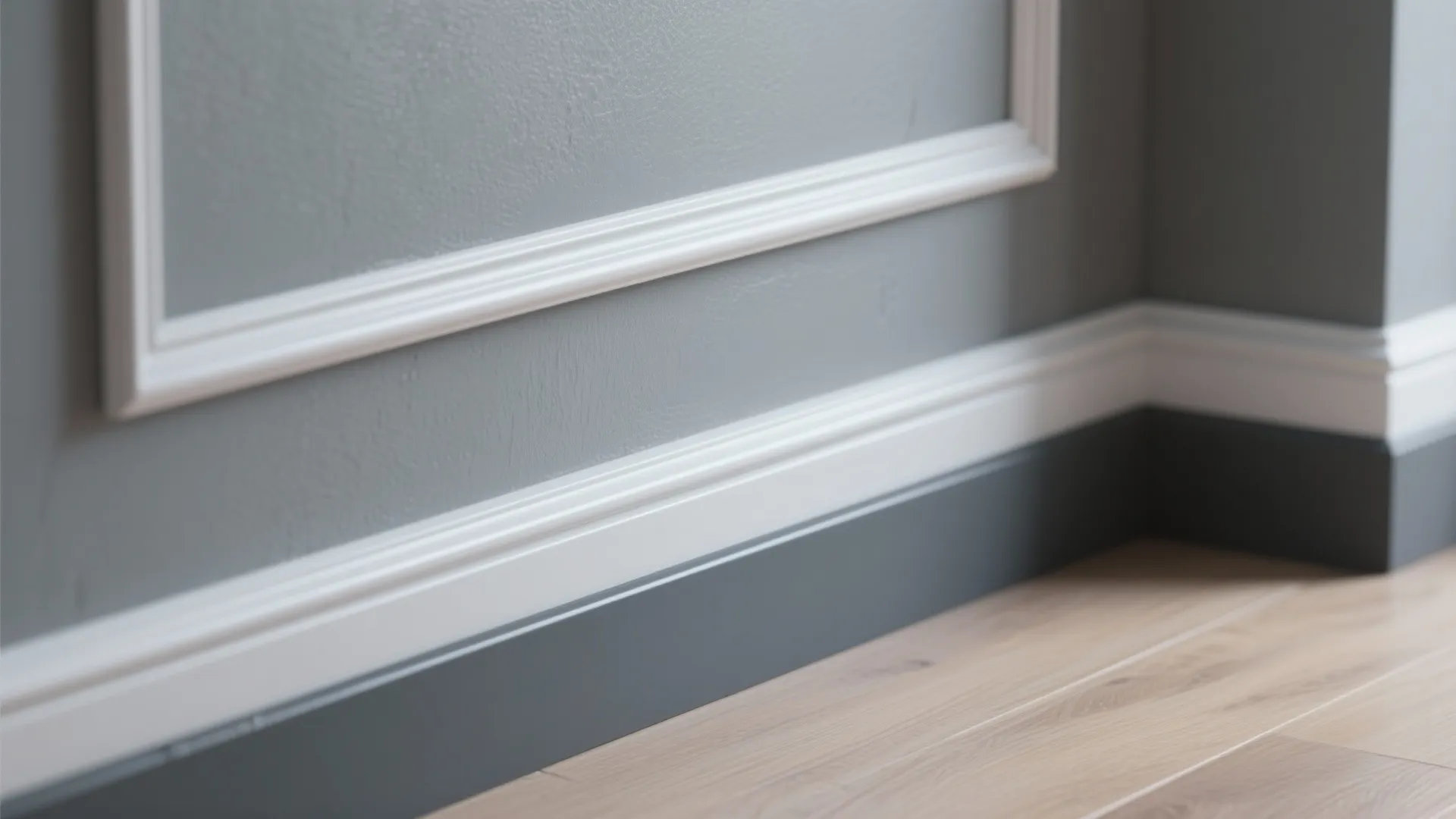 4. Two-Tone Trim: Grey walls with crisp contrast