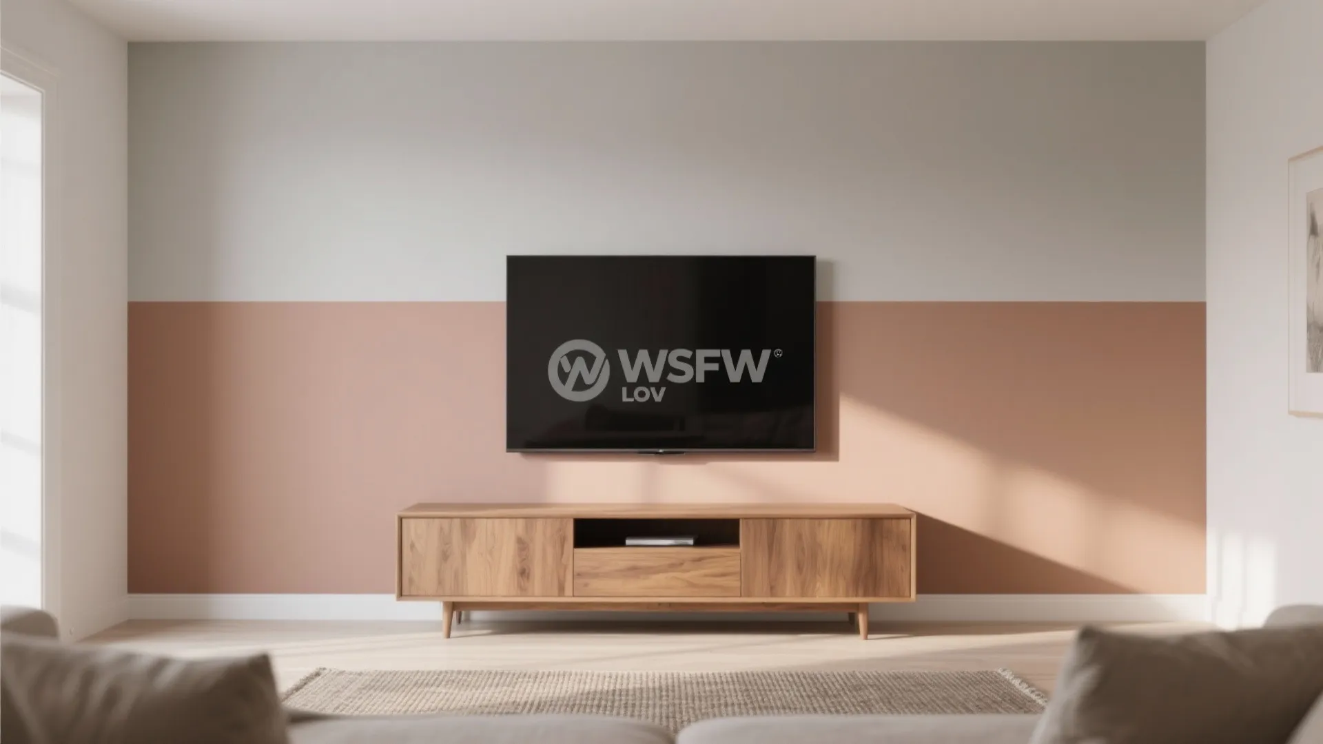 Two-Tone Color Blocking for a Calm, Wider TV Wall