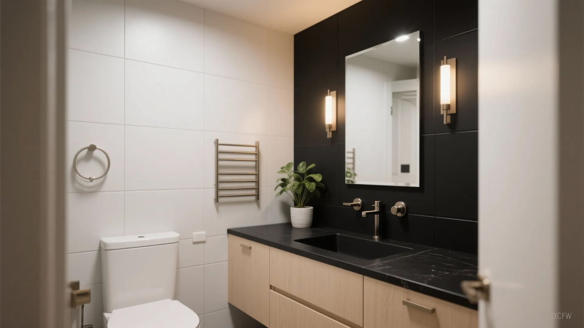 5. Two-Tone: Black Top with Light Cabinetry for Contrast