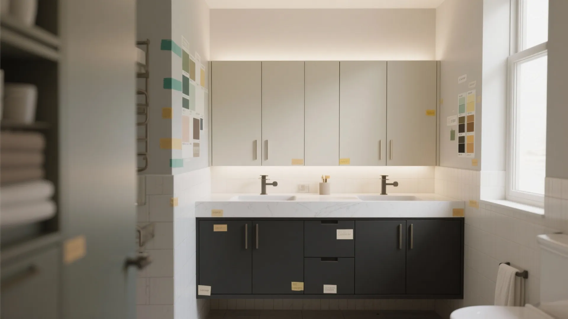 5. Two-Tone Duo — Upper cabinets light, lower cabinets dark