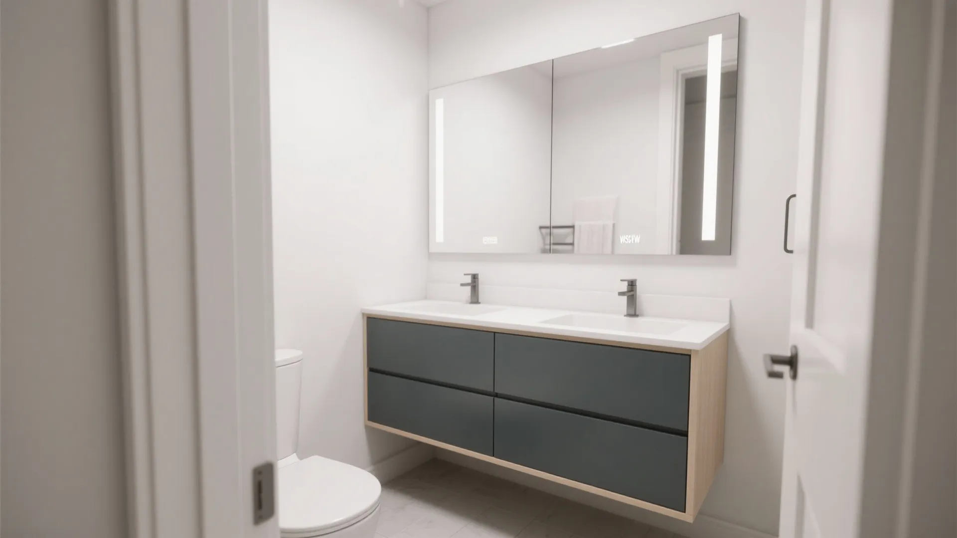 5. Two-Tone: Light Base + Dark Drawer — modern balance