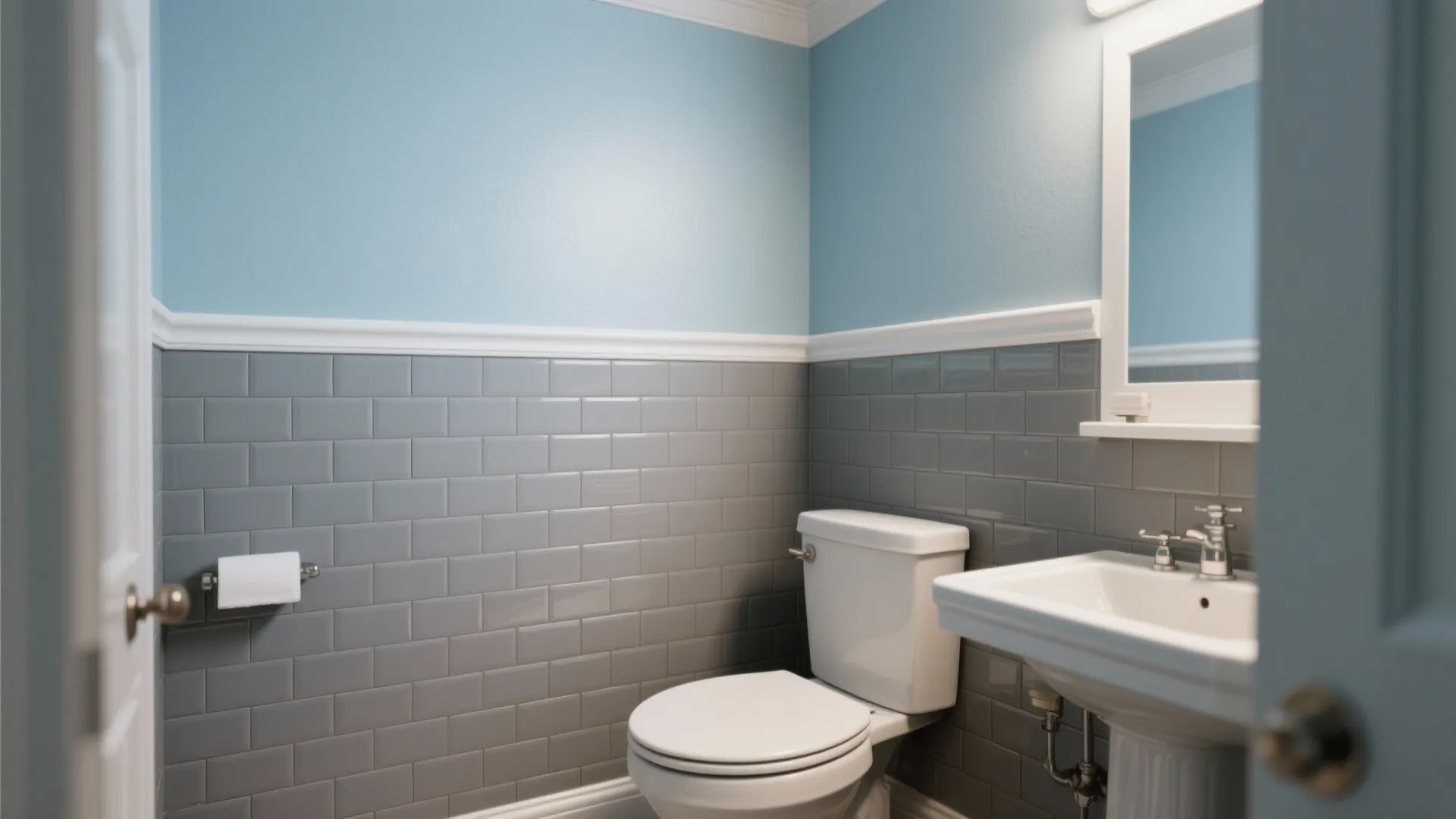 5. Two-Tone Tile Wainscot