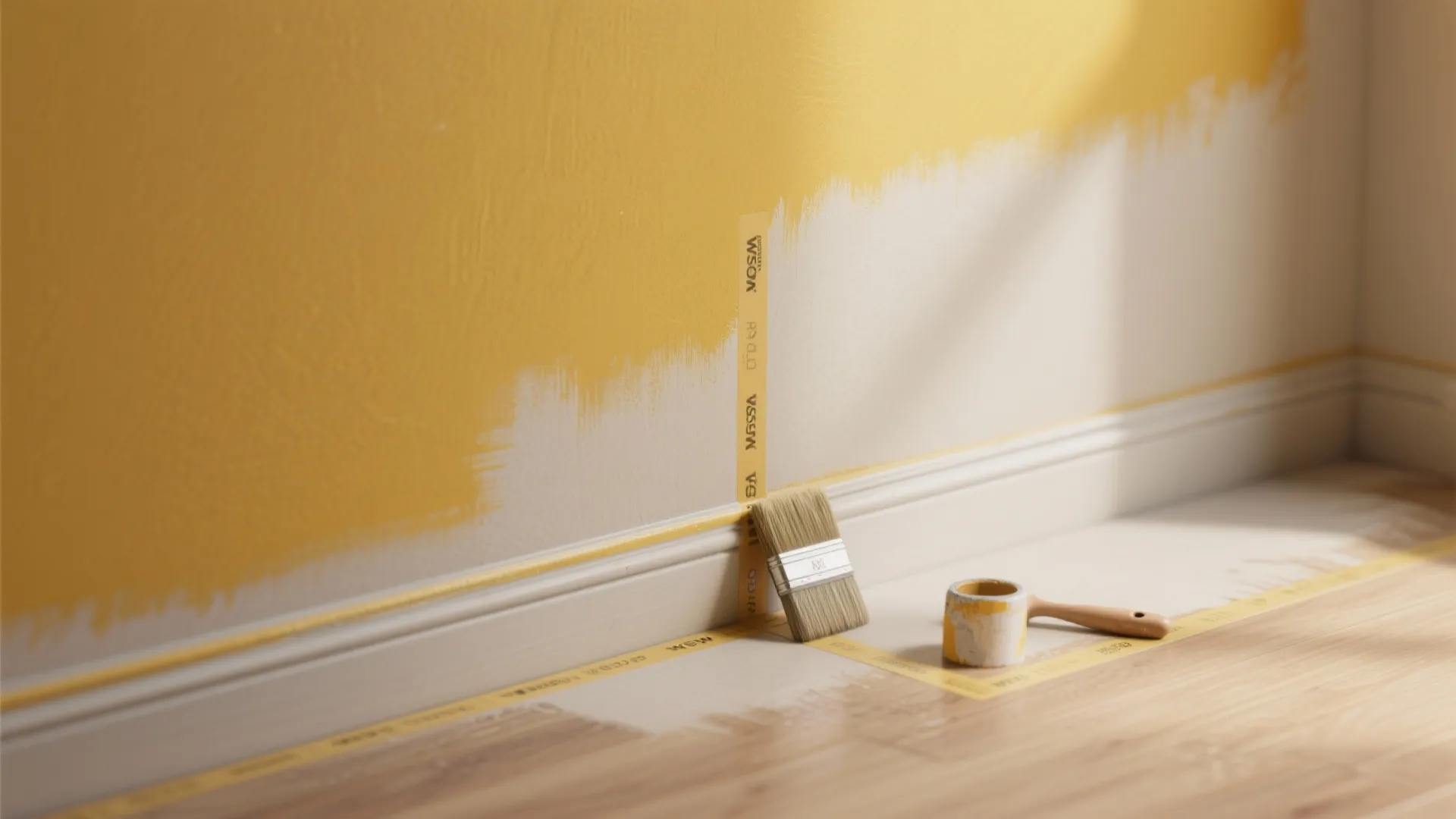 4. Two-Tone Walls: Yellow Meets Neutral