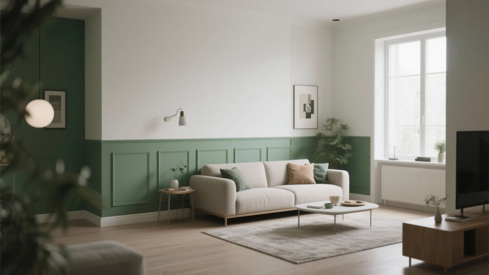 7. Two-Tone Wall Trim Design