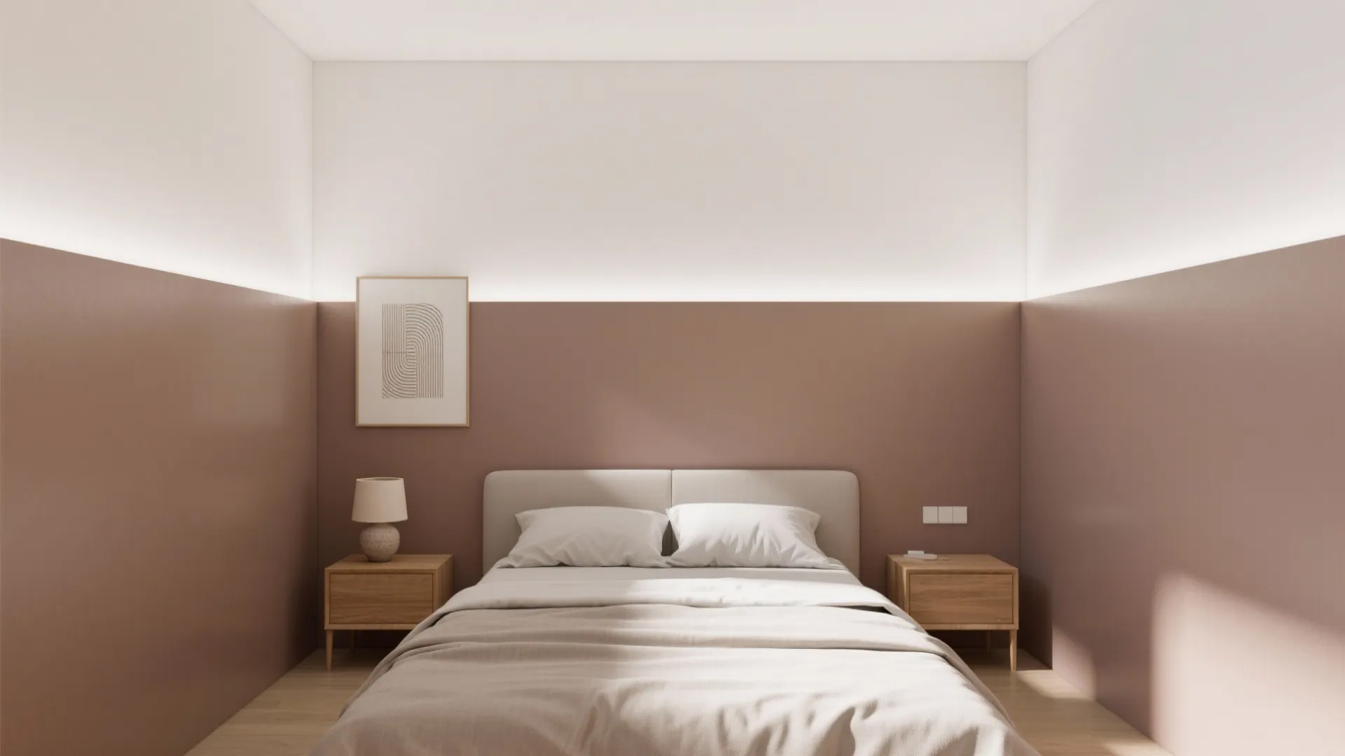 Two-tone walls (a modern dado line) to “raise” ceilings