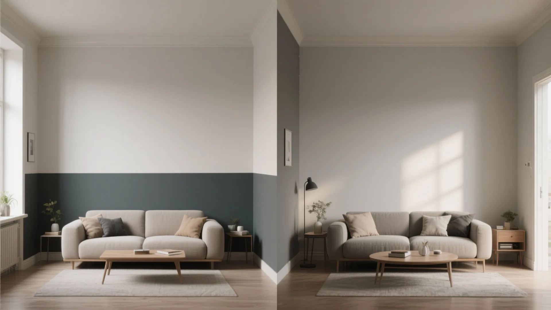 3. Two-tone walls (horizontal split or dado)