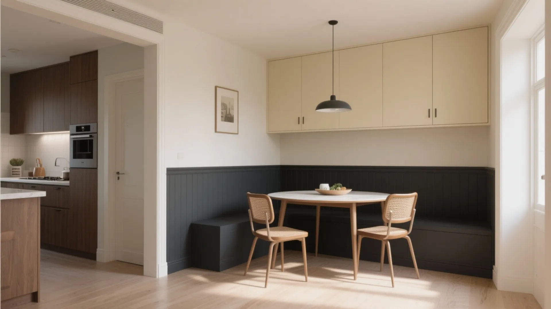 3. Two-tone walls and color blocking to define zones