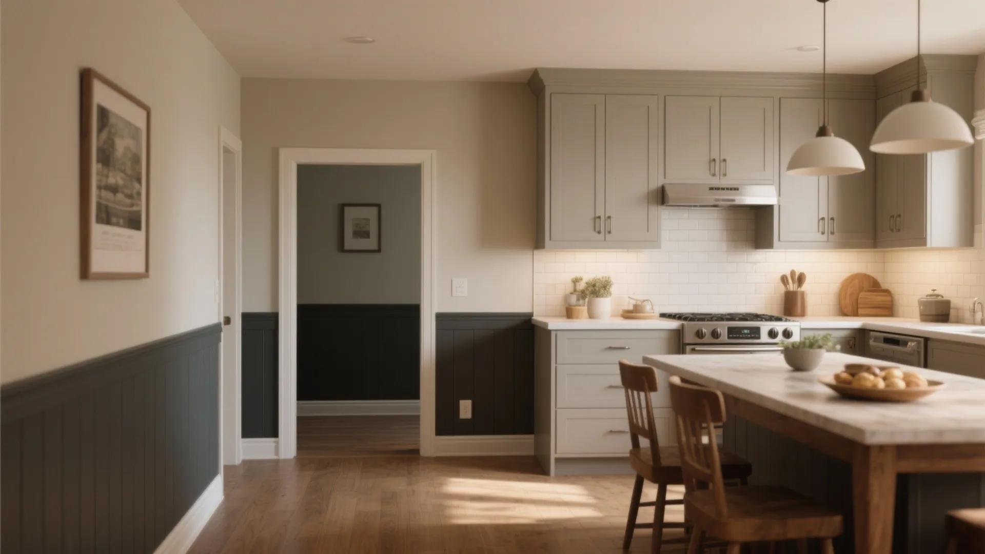 3. Two-tone walls to define zones without walls