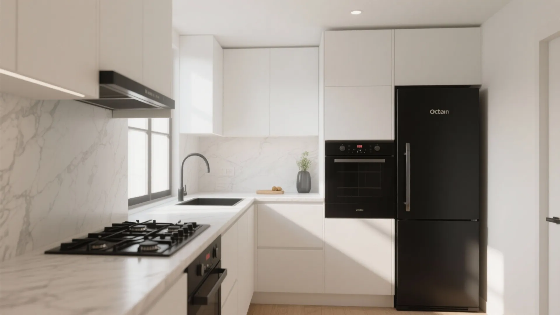 1. Two-Tone Contrast with White Cabinets