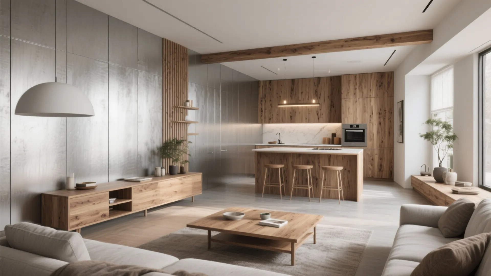 3. Two-Tone with Warm Wood