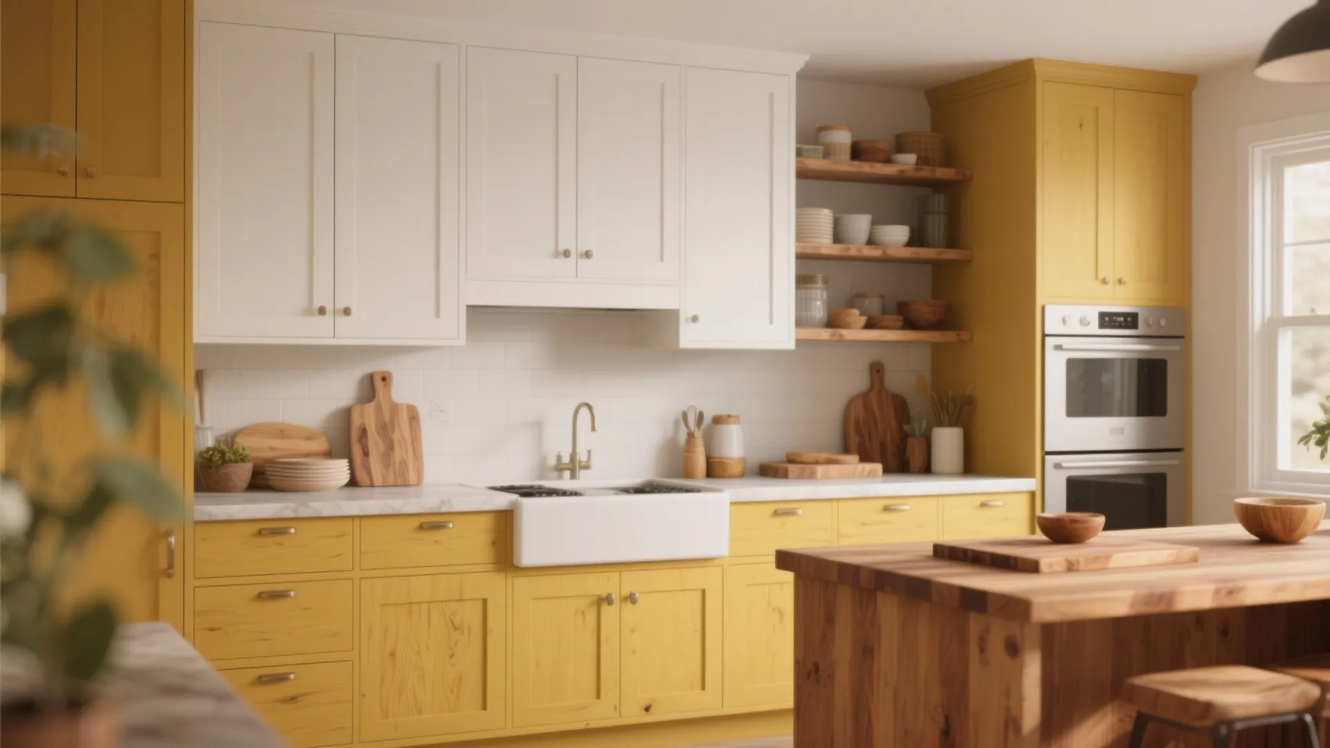 3. Two-Tone with Natural Wood