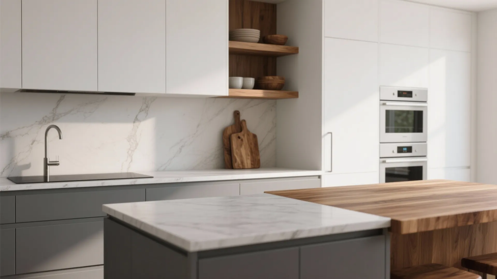 5 Inspiring Ideas for White Kitchen with Gray Island