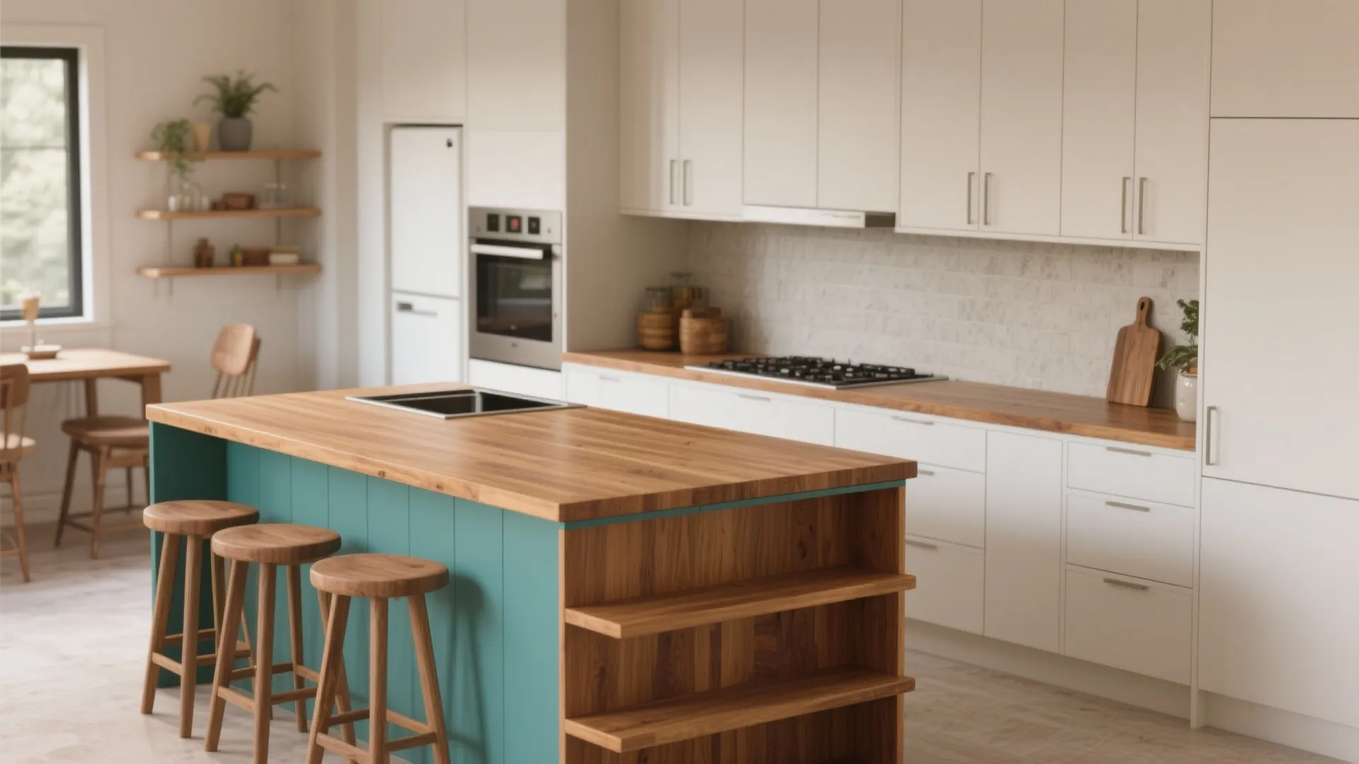 5. Two-Toned Island with Wood Accents for Texture and Warmth